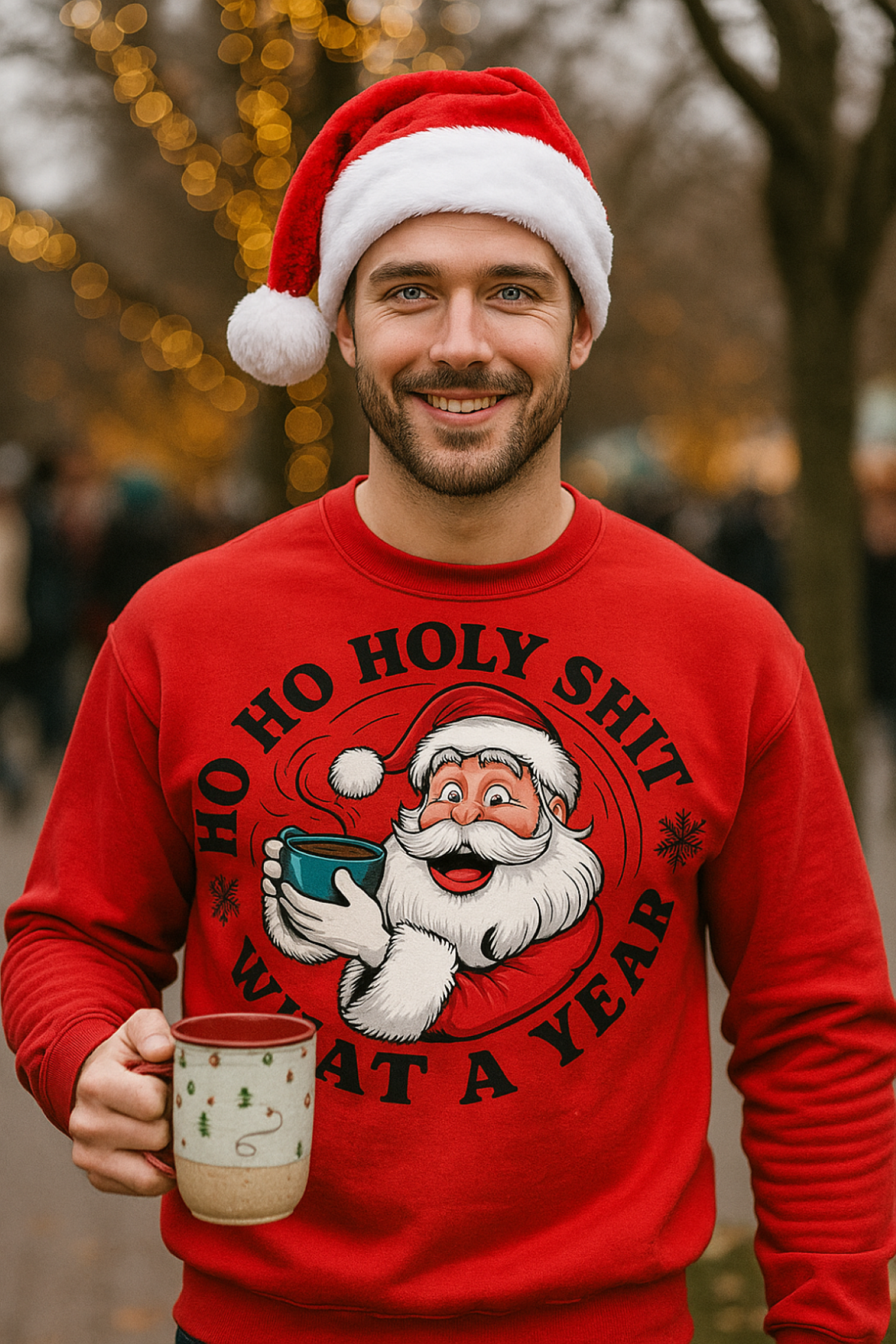 Funny Holiday Unisex Sweatshirt - Ho Ho Ho Holy Shit What A Year Funny Holiday Unisex Sweatshirt - Ho Ho Ho Holy Shit What A Year