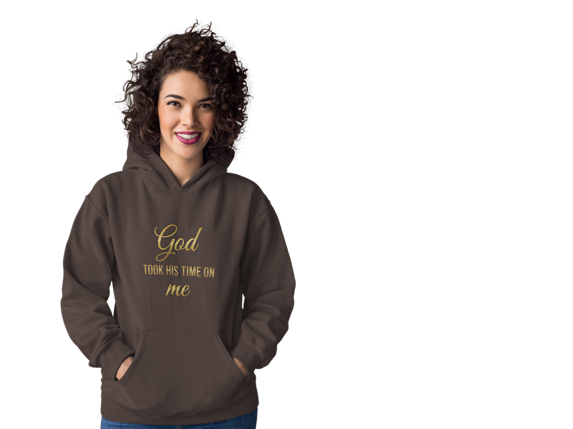 Inspirational Hoodie — "God Took His Time On Me" Religious Faith Pullover product thumbnail image Inspirational Hoodie — "God Took His Time On Me" Religious Faith Pullover product thumbnail image