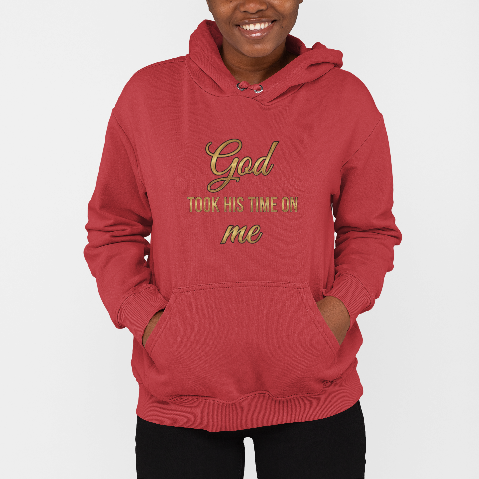 Inspirational Hoodie — "God Took His Time On Me" Religious Faith Pullover product thumbnail image Inspirational Hoodie — "God Took His Time On Me" Religious Faith Pullover product thumbnail image