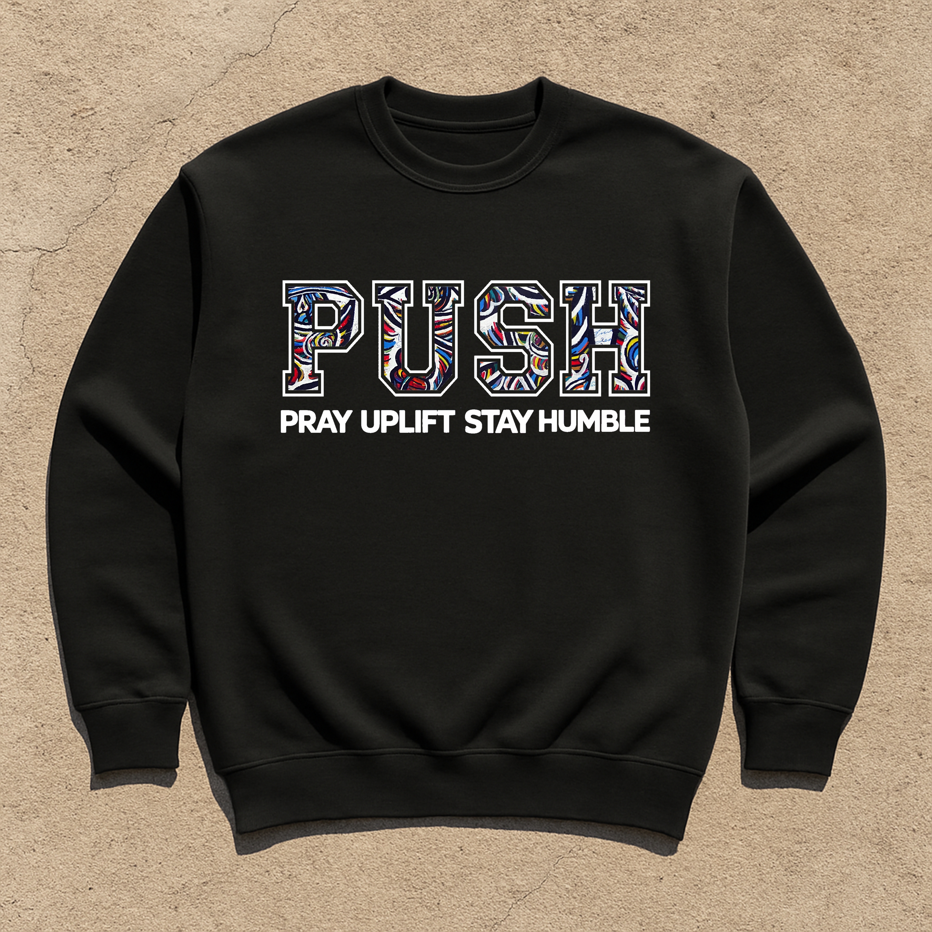 Unisex "PUSH" Renaissance Jet Black Sweatshirt product thumbnail image