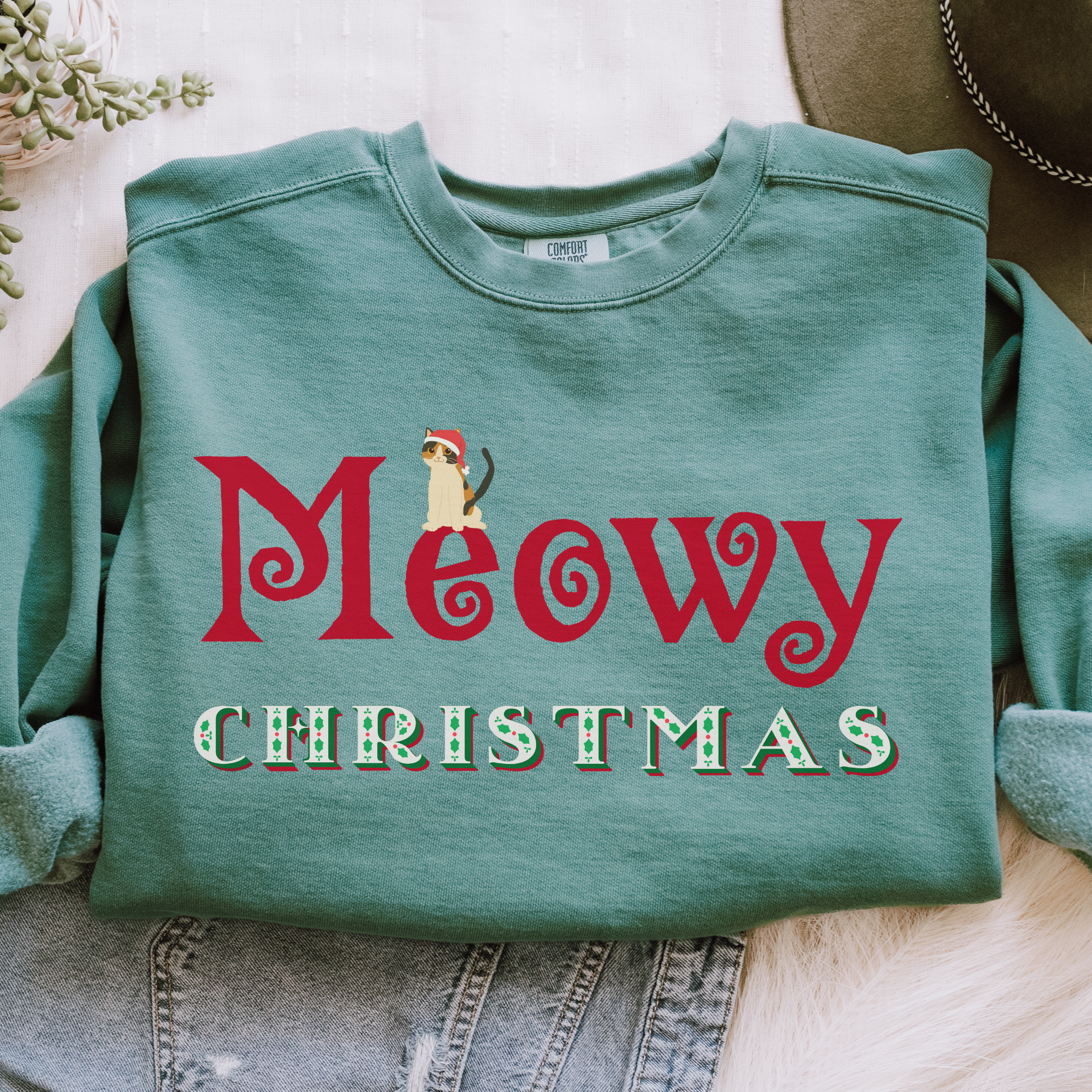 Meowy Christmas Cat Sweatshirt for Cat Lovers and Cat Parents product thumbnail image Meowy Christmas Cat Sweatshirt for Cat Lovers and Cat Parents product thumbnail image