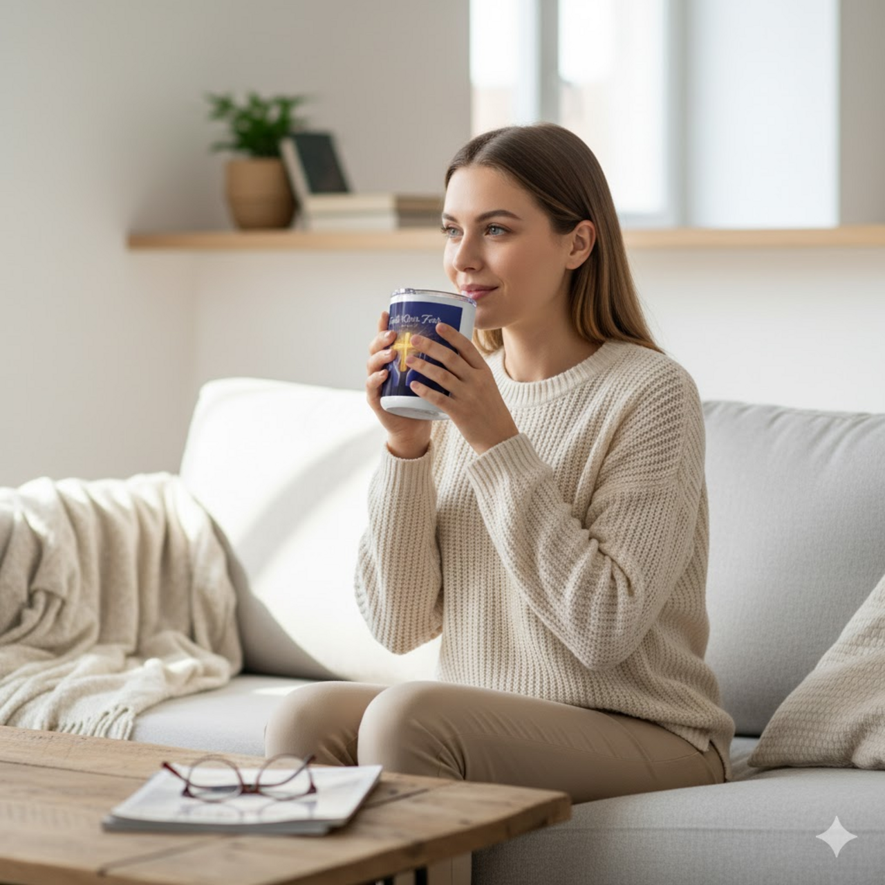 Faith Over Fear 10oz Insulated Coffee Mug — Christian Cross Travel Tumbler (2 Timothy 1:7) product thumbnail image Faith Over Fear 10oz Insulated Coffee Mug — Christian Cross Travel Tumbler (2 Timothy 1:7) product thumbnail image