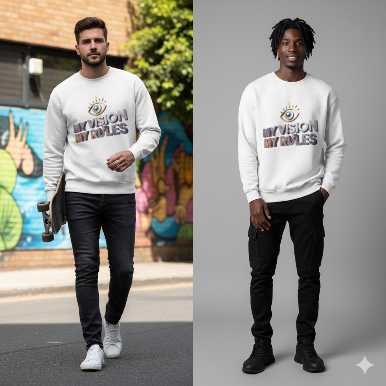 Crewneck Sweatshirt — "My Vision My Rules" Eye Graphic product thumbnail image Crewneck Sweatshirt — "My Vision My Rules" Eye Graphic product thumbnail image