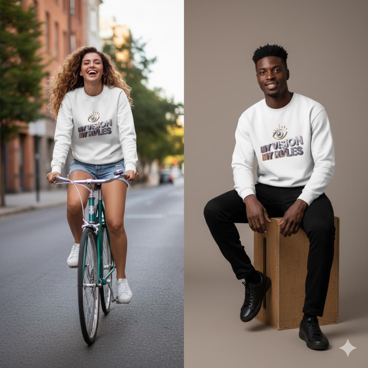 Crewneck Sweatshirt — "My Vision My Rules" Eye Graphic product thumbnail image Crewneck Sweatshirt — "My Vision My Rules" Eye Graphic product thumbnail image