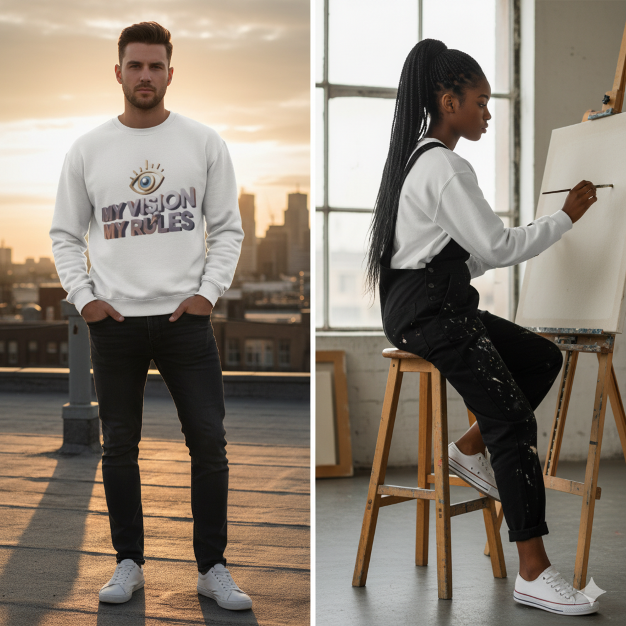 Crewneck Sweatshirt — "My Vision My Rules" Eye Graphic product thumbnail image Crewneck Sweatshirt — "My Vision My Rules" Eye Graphic product thumbnail image
