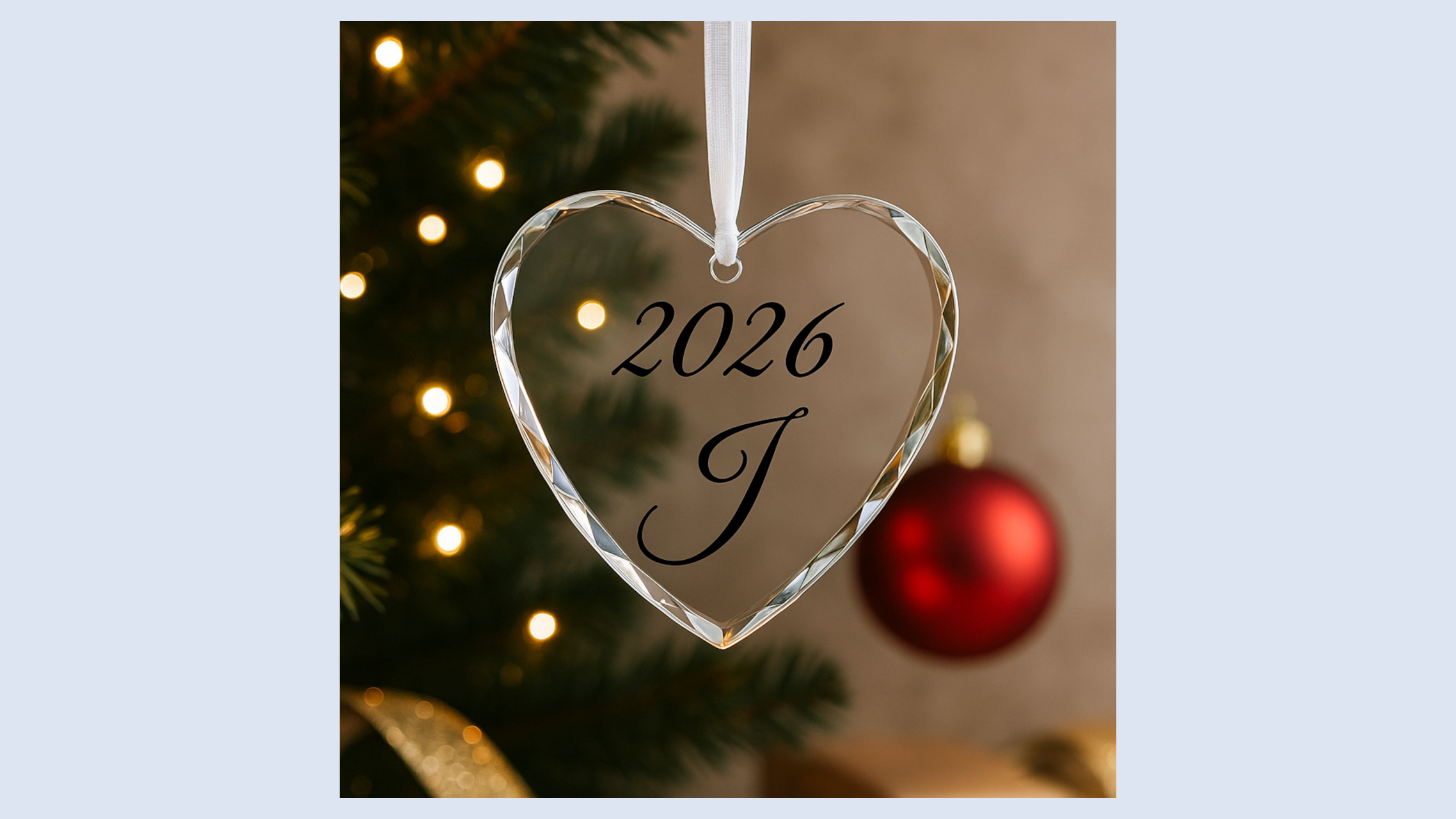 2026 Engraved Crystal Ornament — Personalized Monogram Glass Keepsake