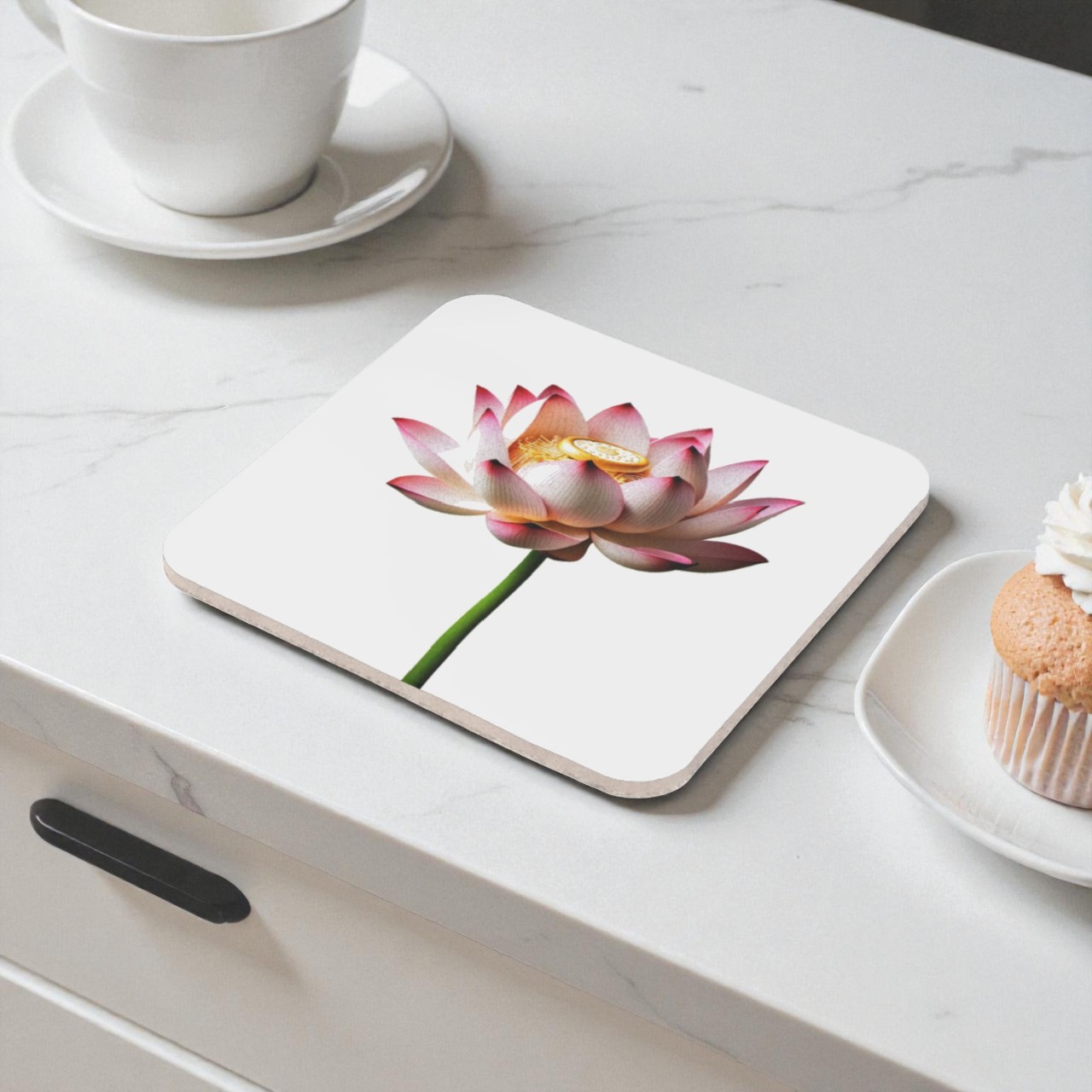 Pure Blossom Lotus  Cork Back Coaster