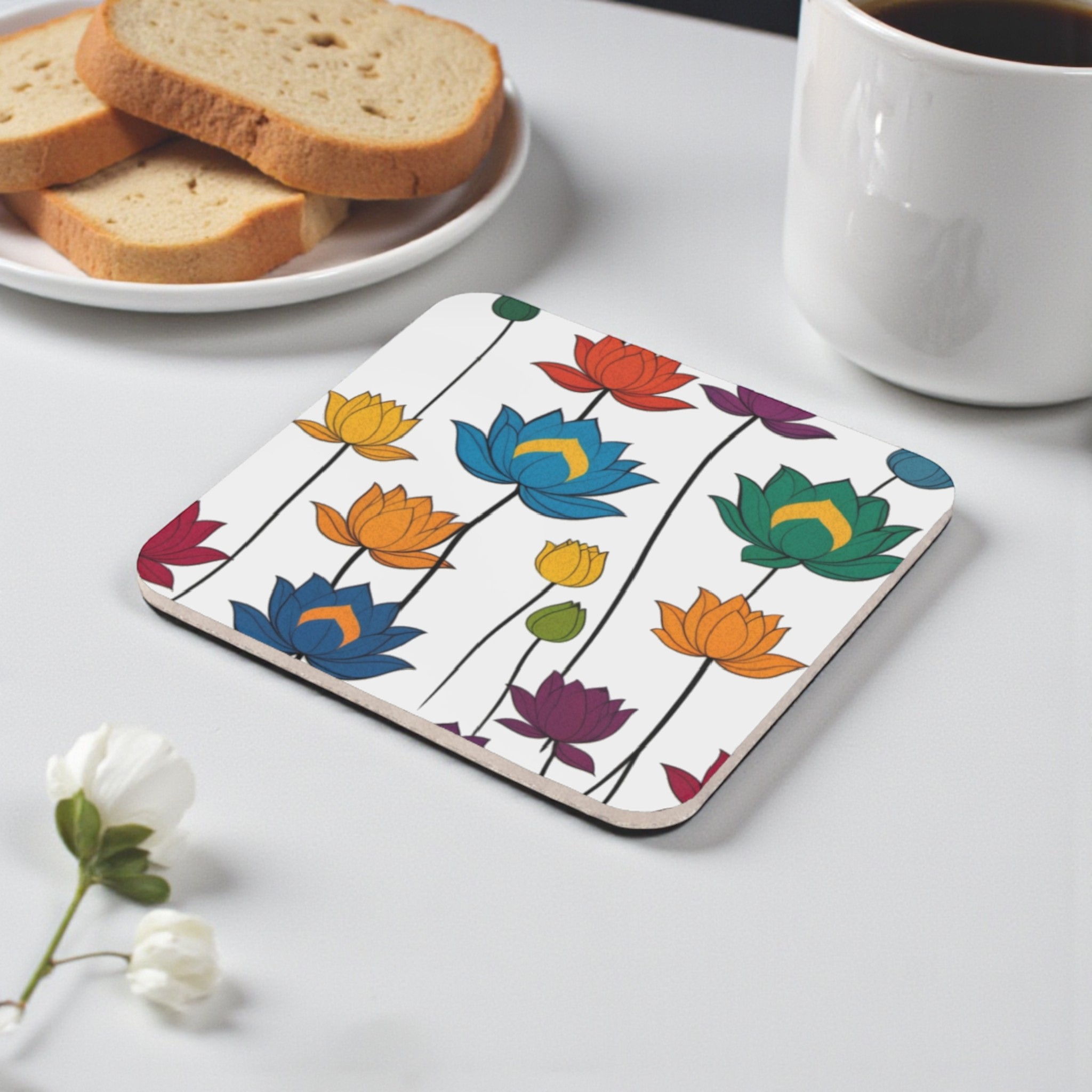 Floral Festival Lotus Cork Back Coasters