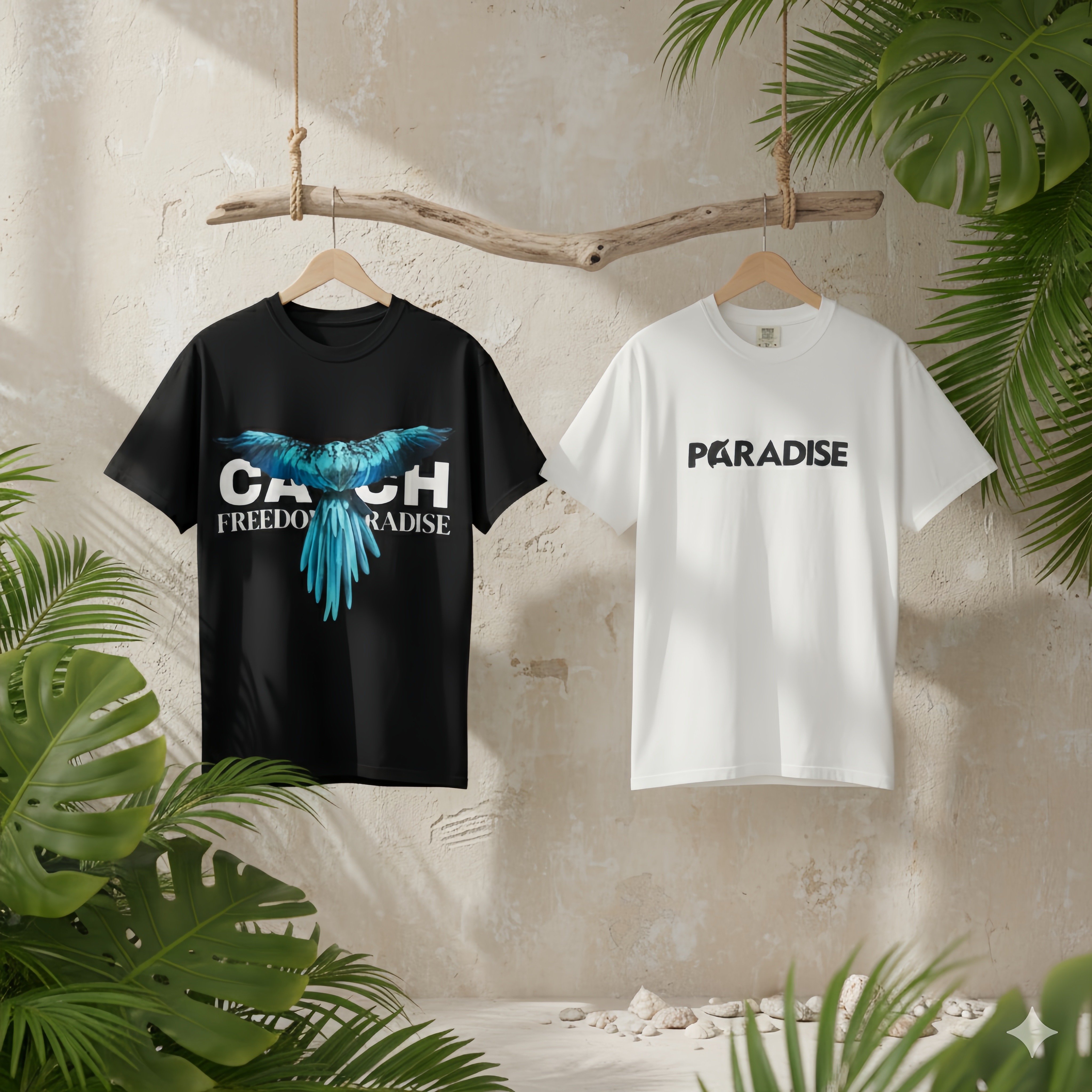 Paradise Parrot T‑Shirt — 'Catch Freedom Paradise' Graphic Tee product thumbnail image