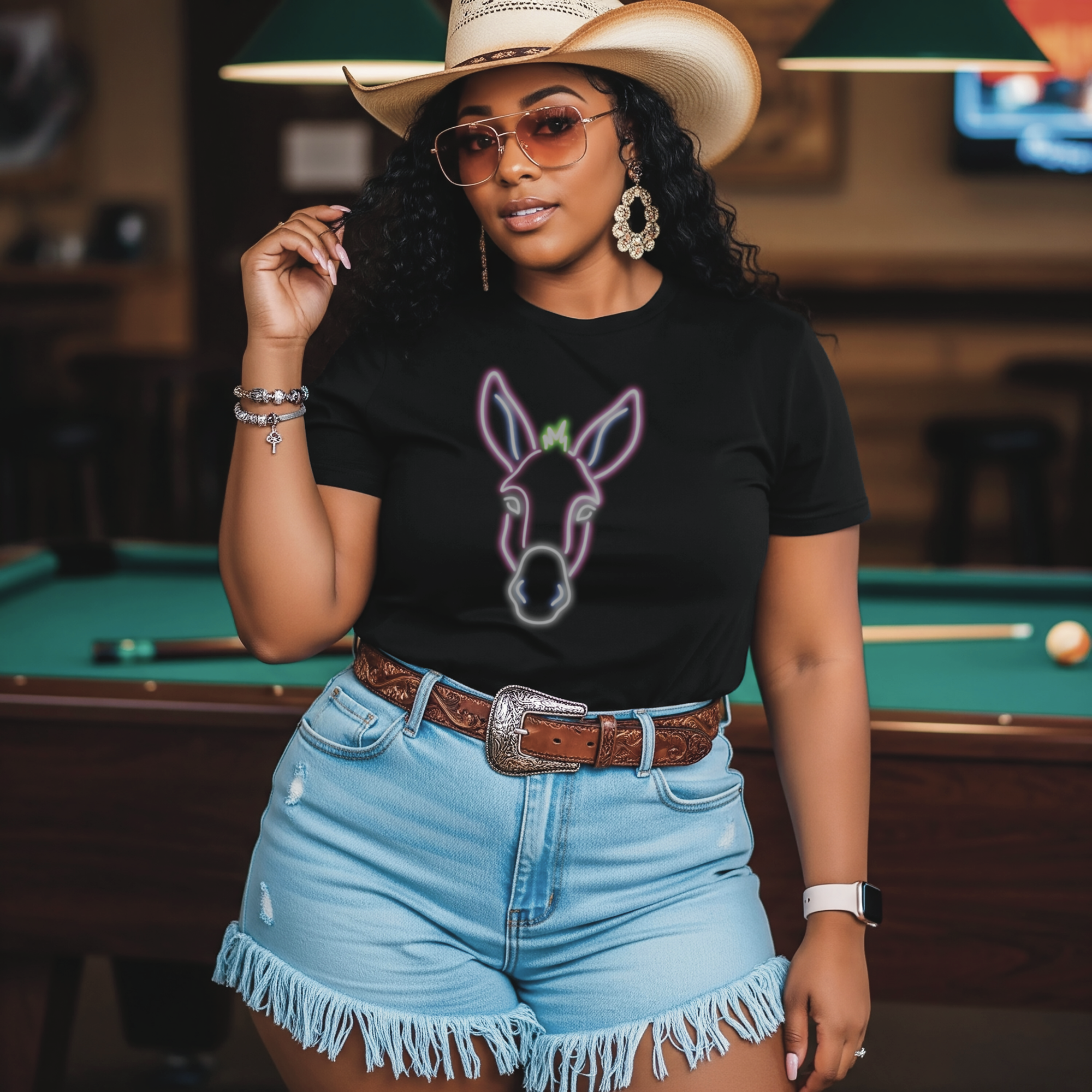 Neon Light Donkey - Unisex Tee product thumbnail image