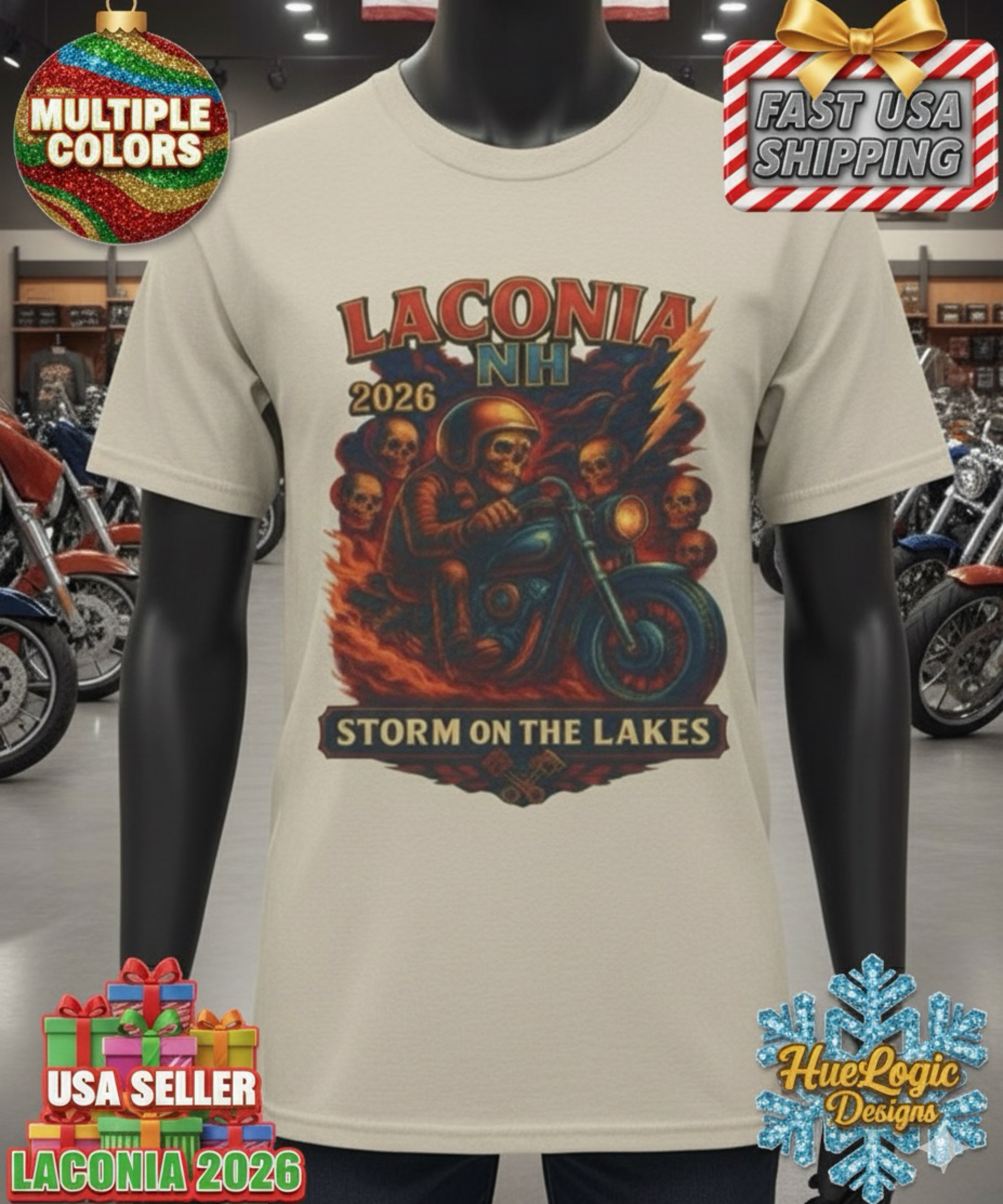 2026 Laconia Bike Week Shirt No Harley Indian Tee Vintage Biker Rally T-Shirt NH