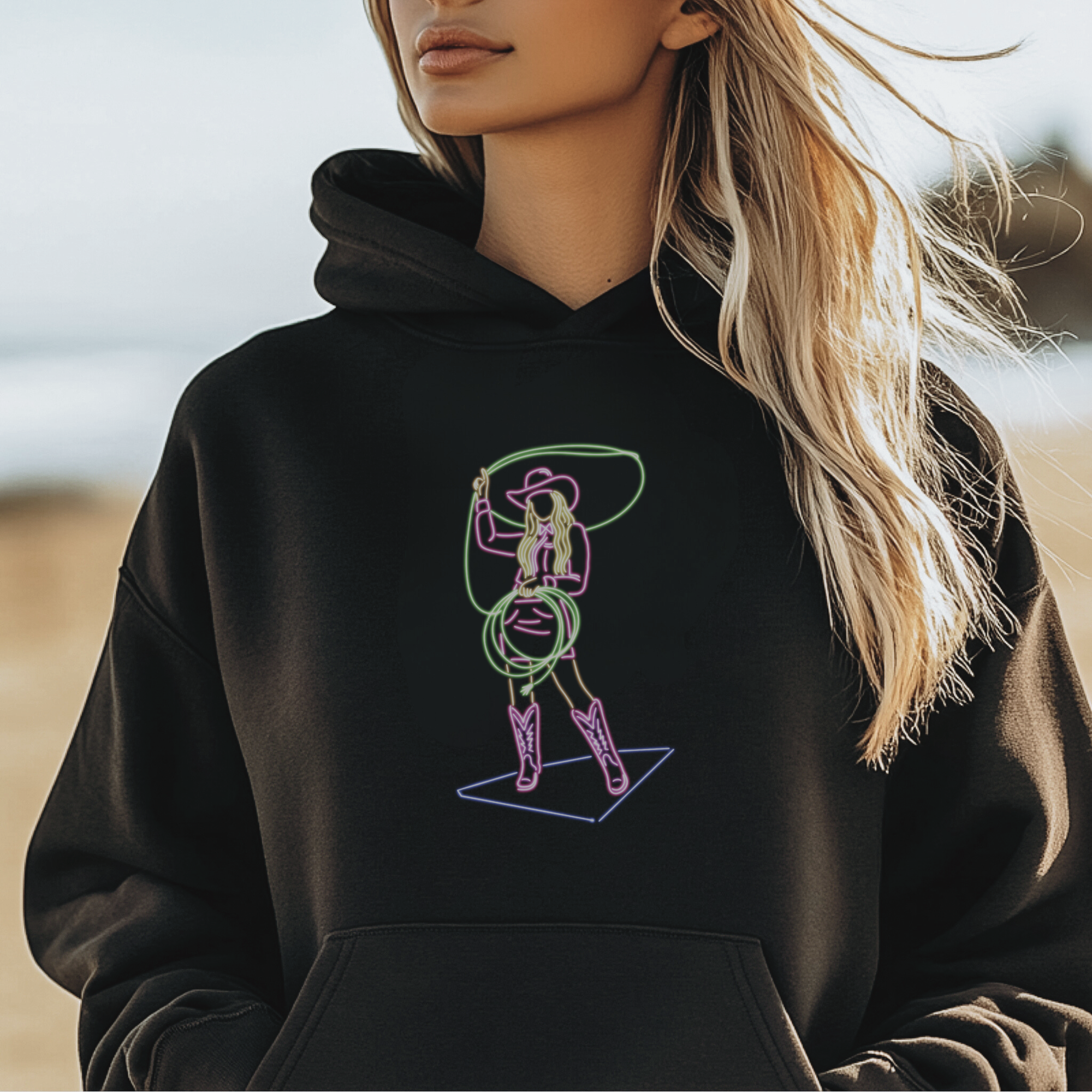 Neon Light Roper- Unisex Fleece Hoodie