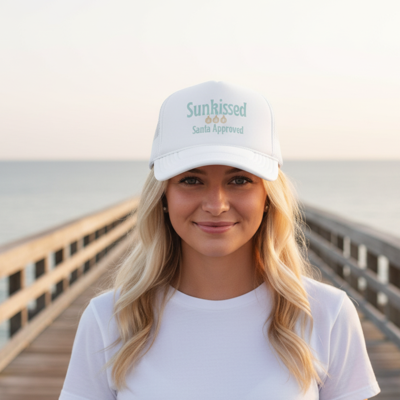 Sunkissed Santa Approved Trucker Hat | Coastal Christmas Beach Hat | Retro Holiday Mesh Cap | Summer Lovin’ Coastal Style product thumbnail image Sunkissed Santa Approved Trucker Hat | Coastal Christmas Beach Hat | Retro Holiday Mesh Cap | Summer Lovin’ Coastal Style product thumbnail image
