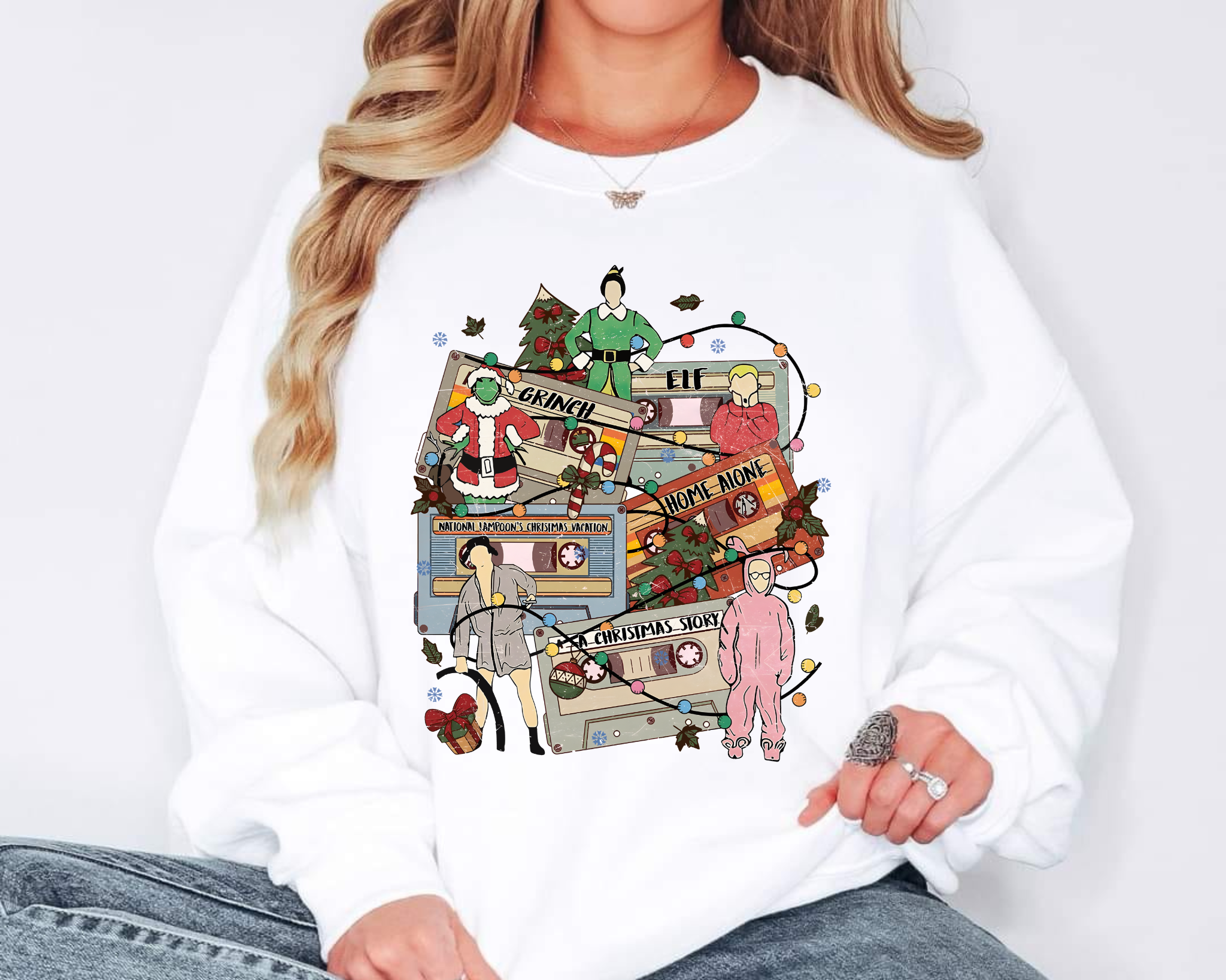 Holiday Movie Mashup Sweatshirt – Festive Classic Film Characters Crewneck