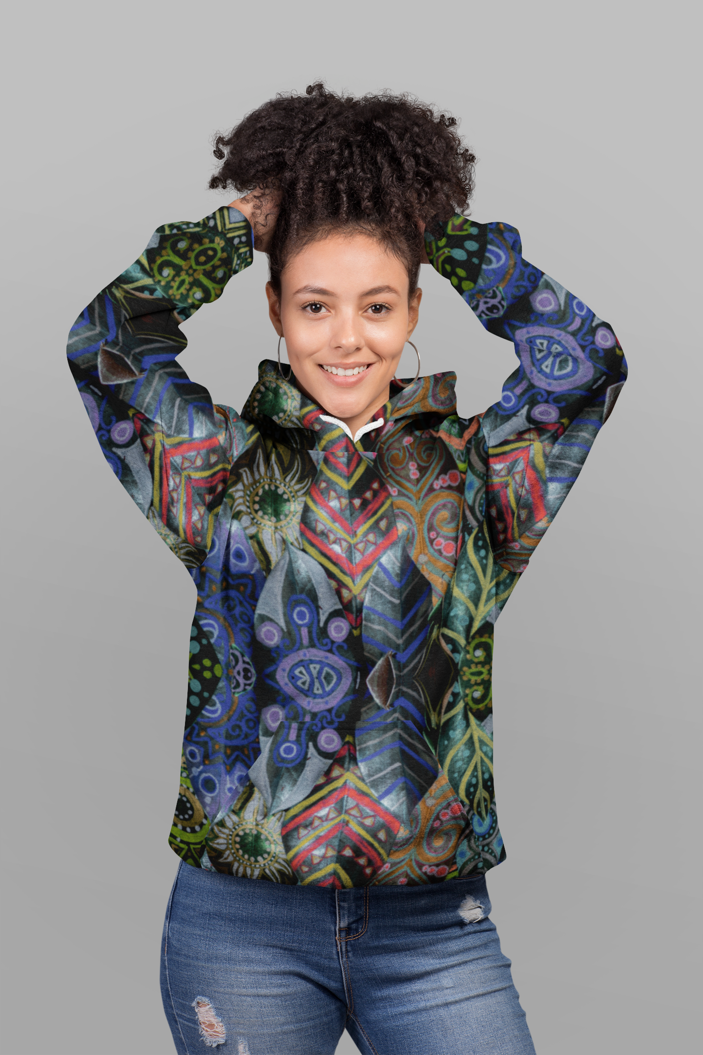 Psychedelic Floral Pattern Zip Hoodie — Bohemian Kaleidoscope Hoodie product thumbnail image Psychedelic Floral Pattern Zip Hoodie — Bohemian Kaleidoscope Hoodie product thumbnail image
