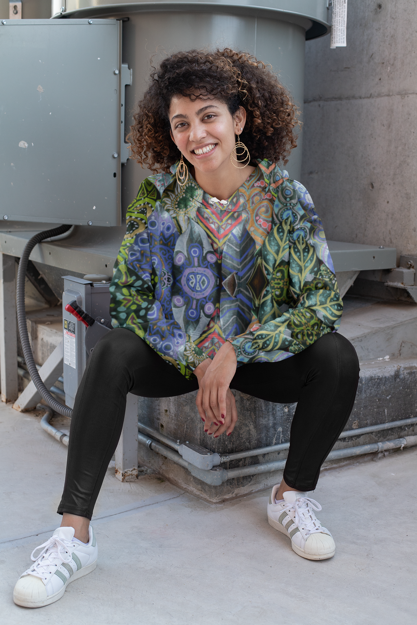 Psychedelic Floral Pattern Zip Hoodie — Bohemian Kaleidoscope Hoodie product thumbnail image Psychedelic Floral Pattern Zip Hoodie — Bohemian Kaleidoscope Hoodie product thumbnail image