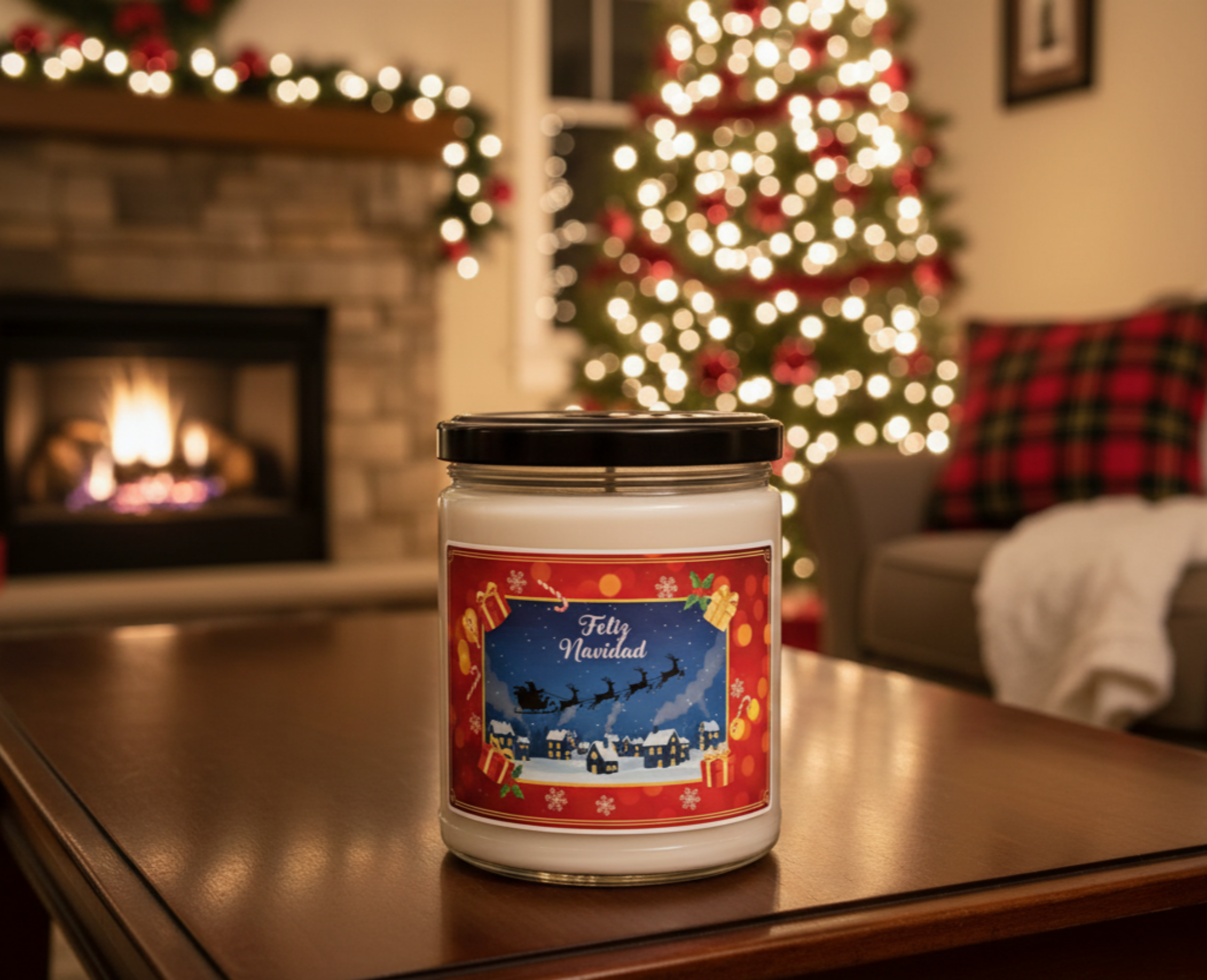 Feliz Navidad Xmas Candle – 9oz Holiday Scented Veladora de Navidad product thumbnail image Feliz Navidad Xmas Candle – 9oz Holiday Scented Veladora de Navidad product thumbnail image