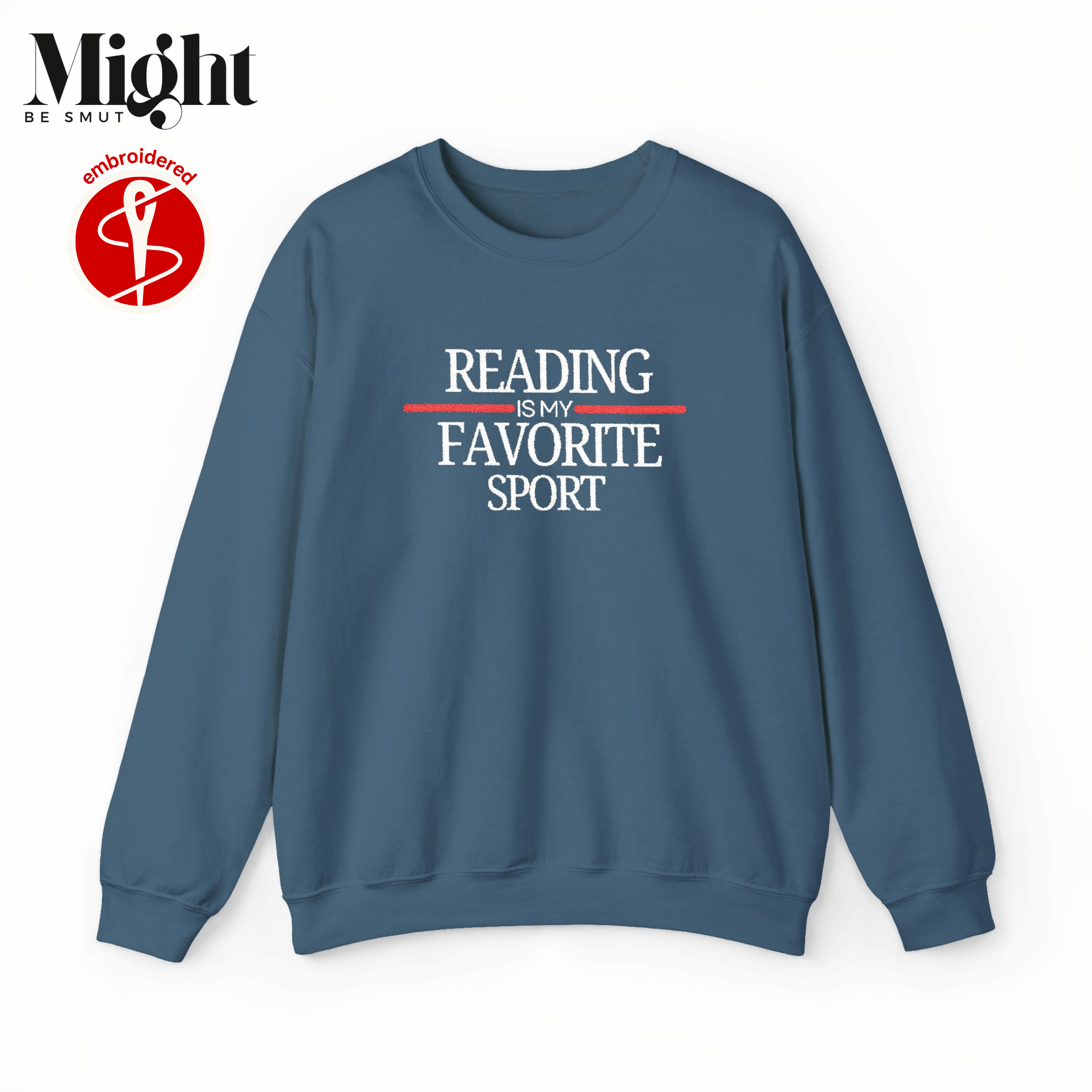 Embroidered Reading Is My Favorite Sport Crewneck Sweatshirt  product thumbnail image