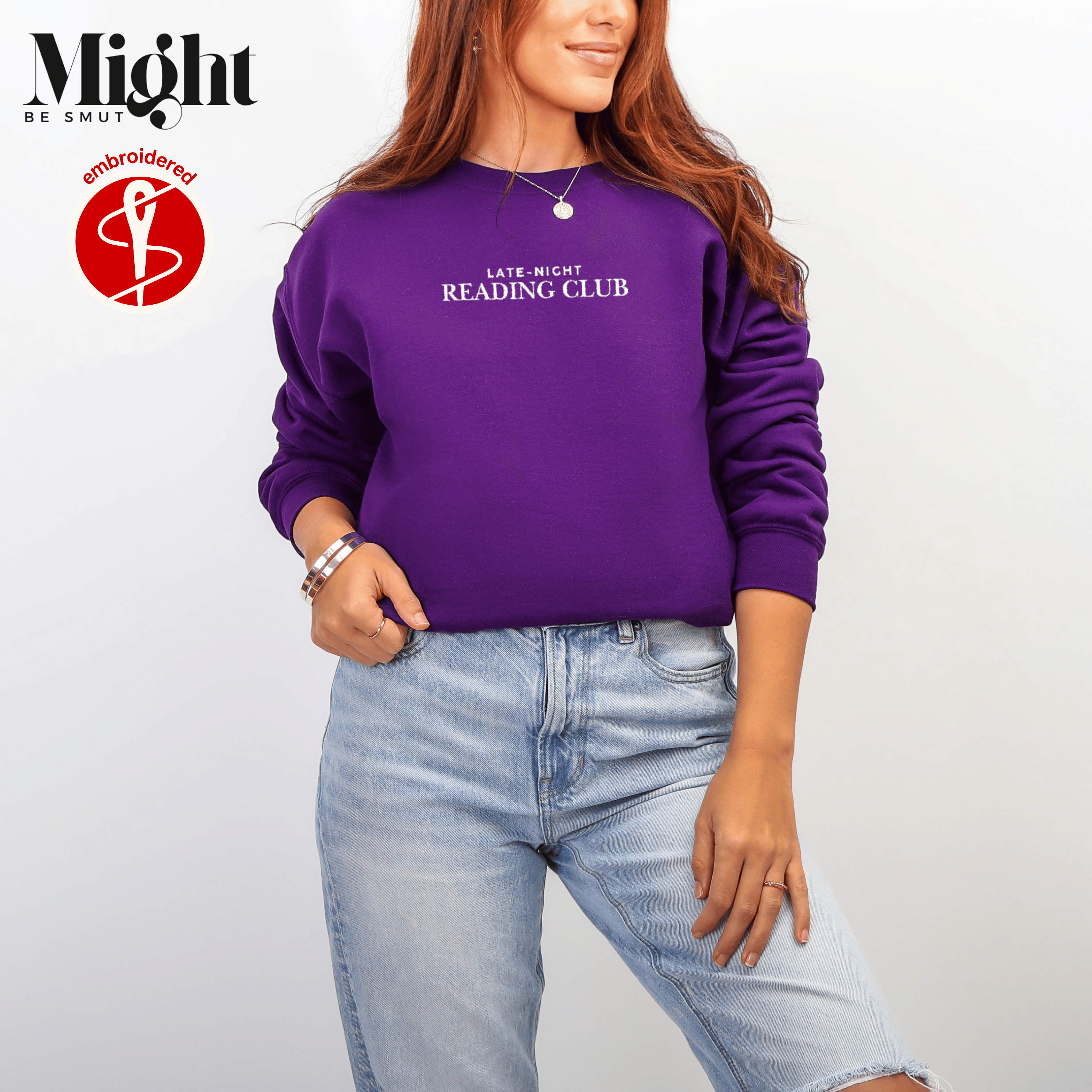 Embroidered Late-Night Reading Club Crewneck Sweatshirt product thumbnail image