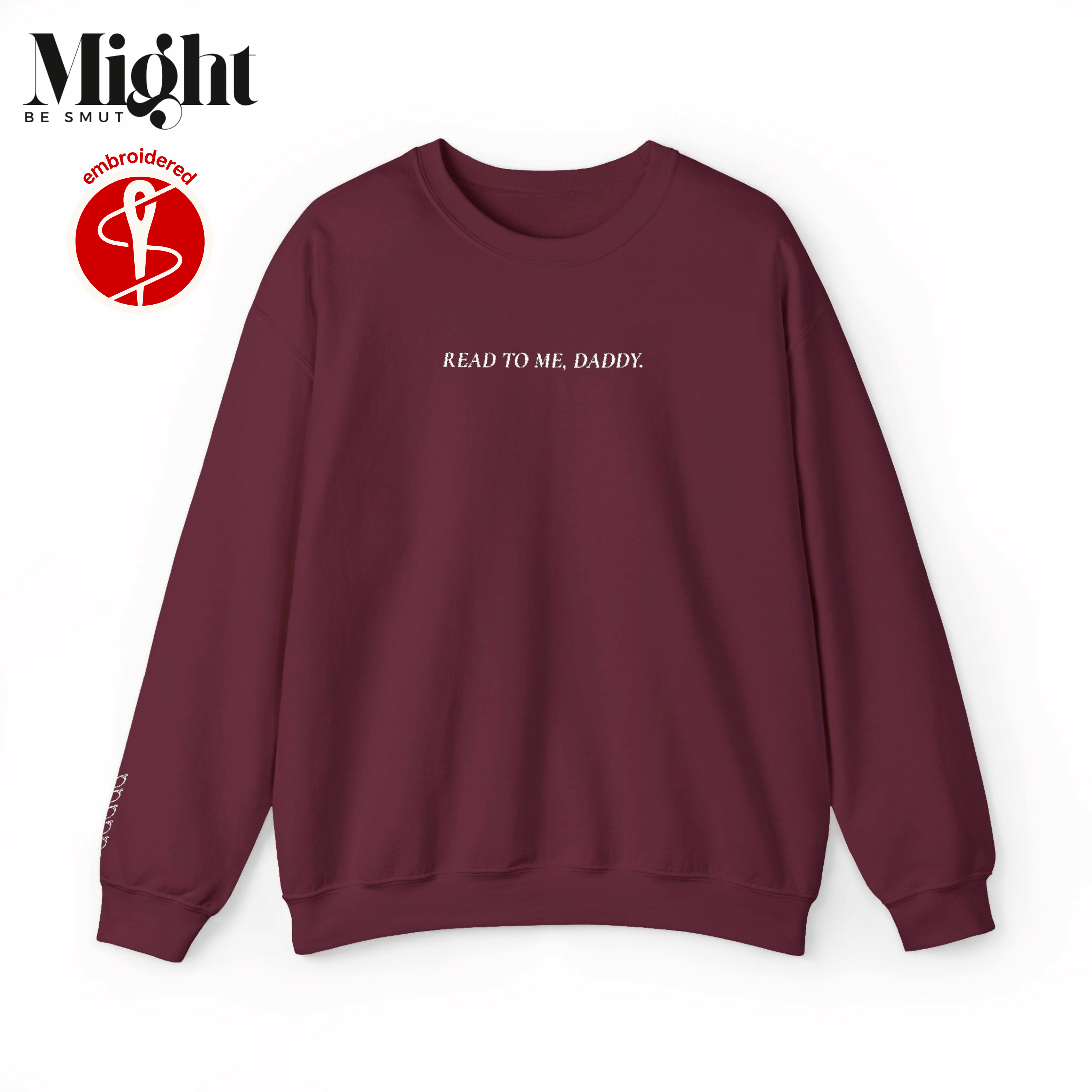 Embroidered Read To Me Daddy Crewneck Sweatshirt 
