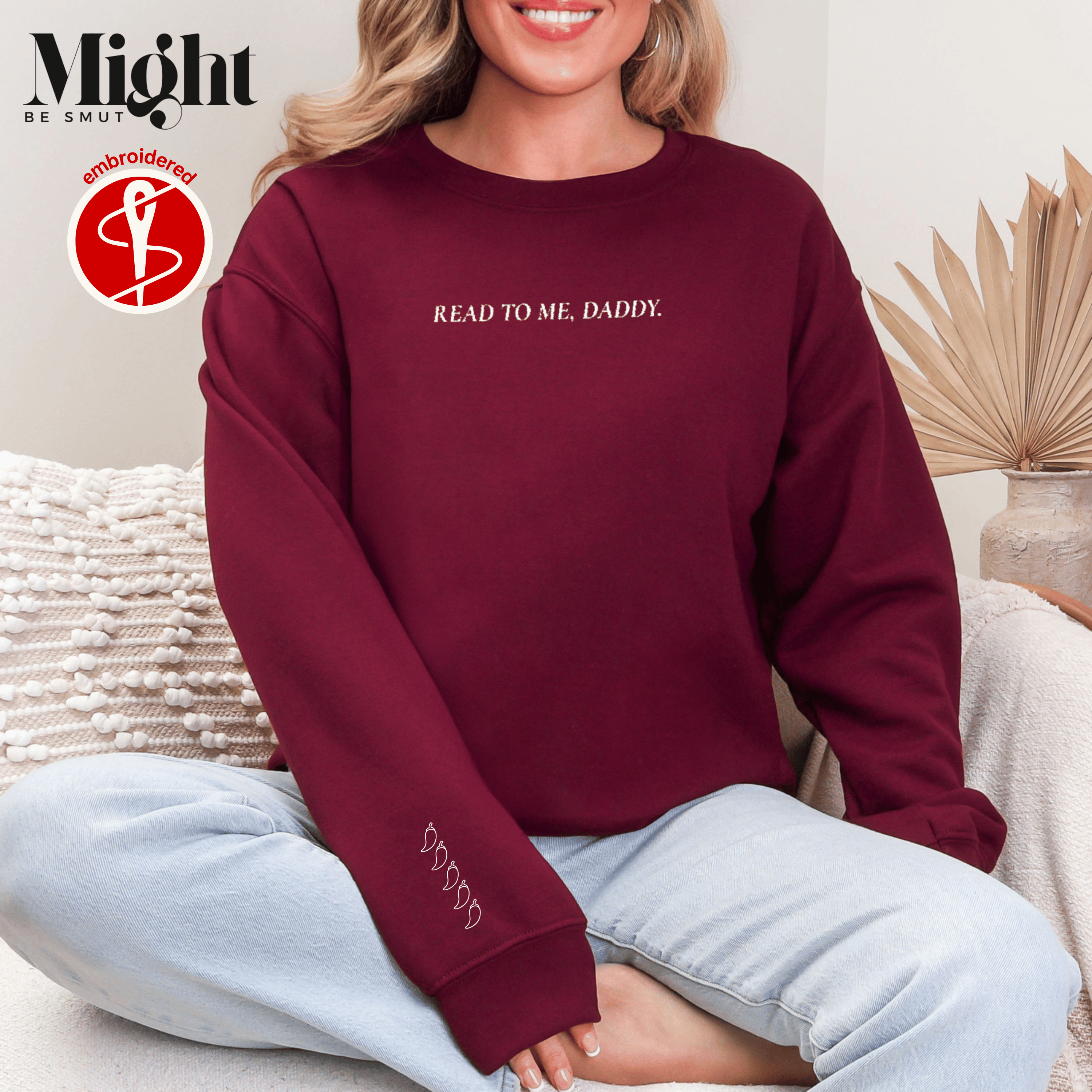 Embroidered Read To Me Daddy Crewneck Sweatshirt  product thumbnail image