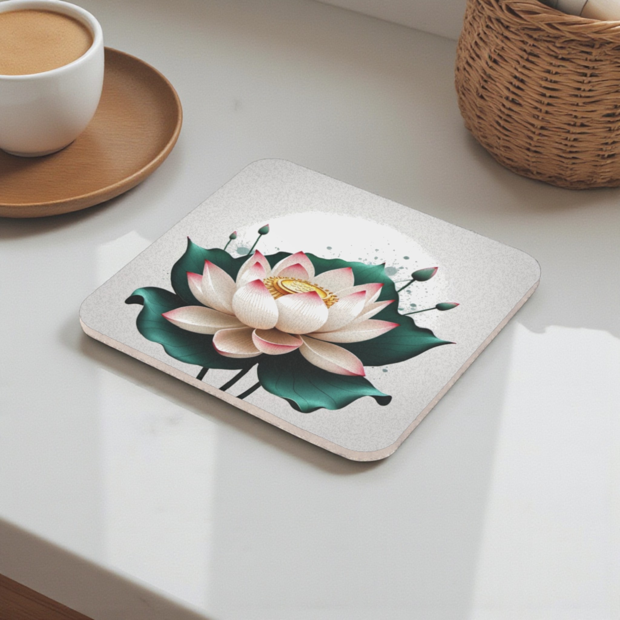 Sacred Serenity Lotus Cork Back Coaster