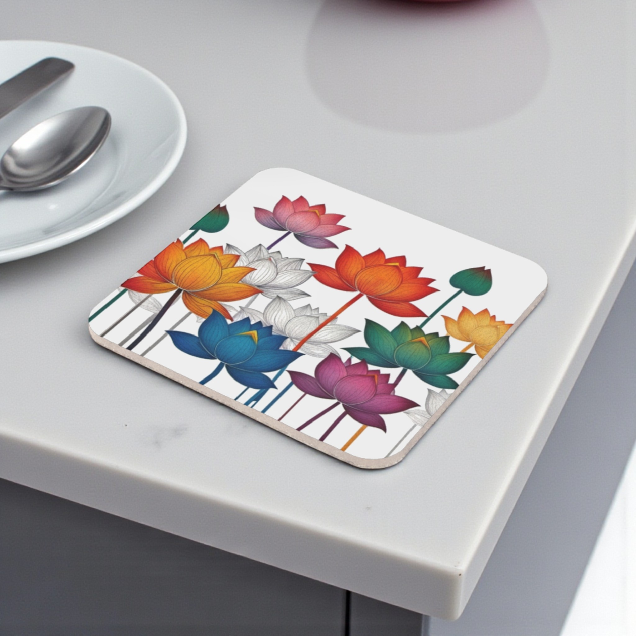Harmony in Color Lotus Cork Back Coaster