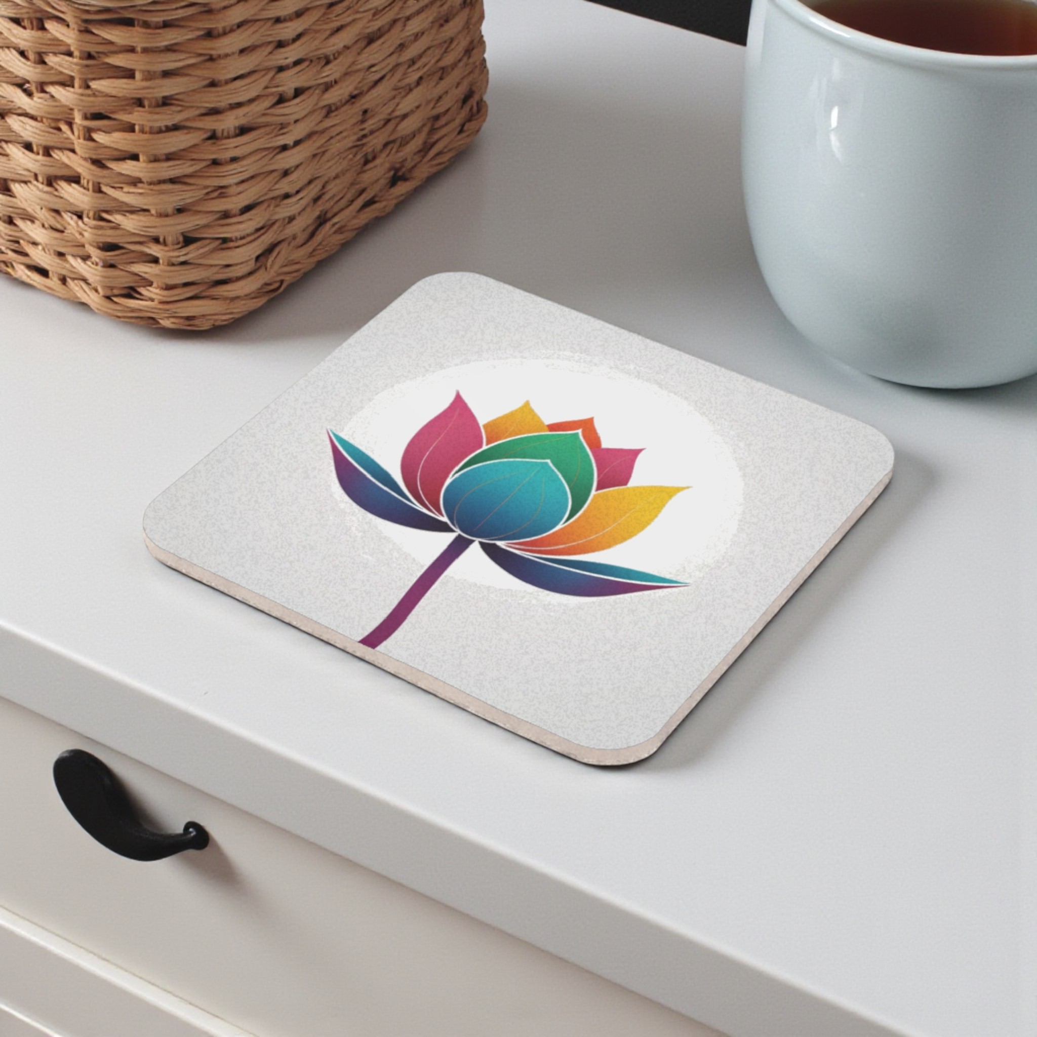 Prismatic Lotus Bloom Cork Back Coaster