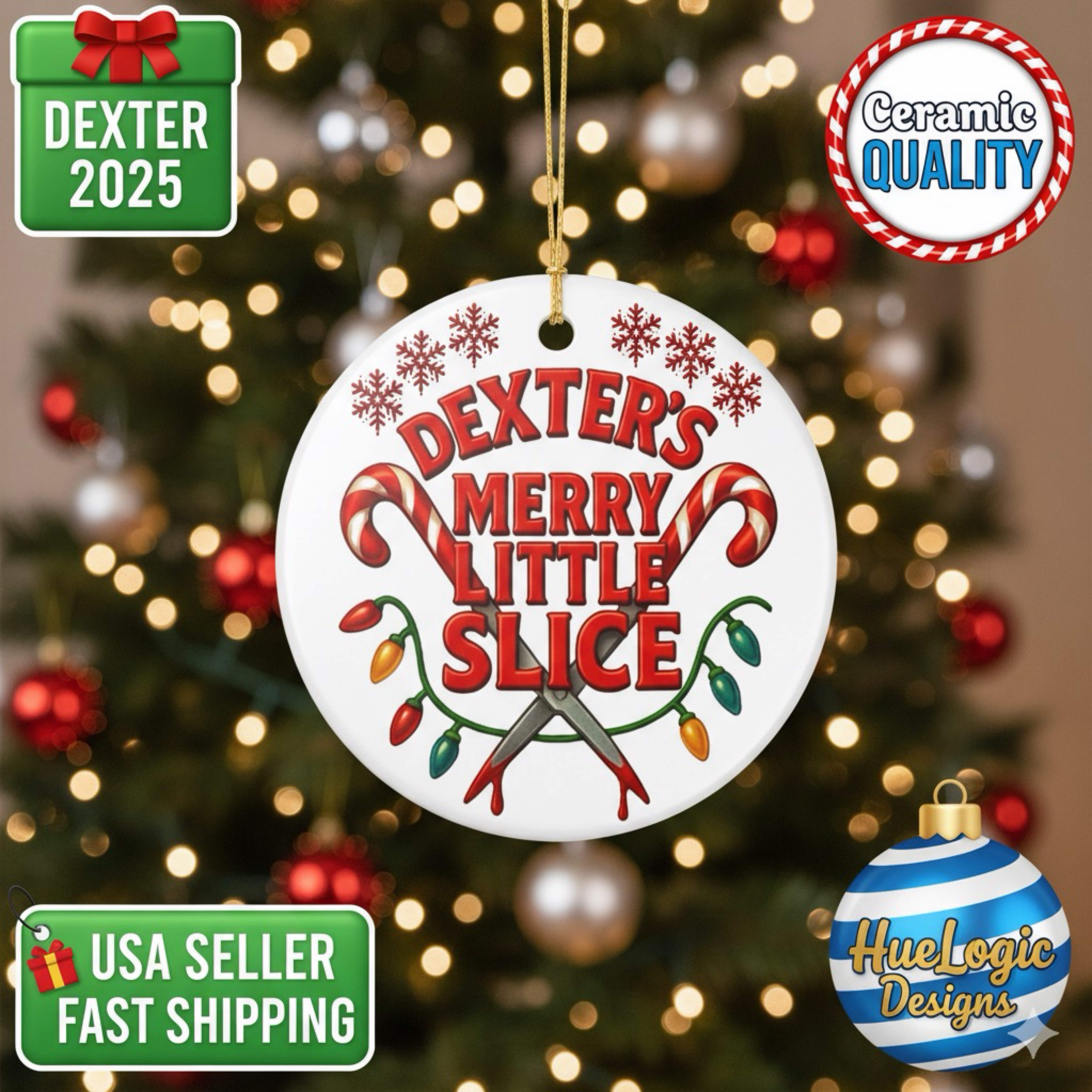 2025 Dexter “Merry Little Slice” Christmas Ornament Ceramic Holiday Decoration 2025 Dexter “Merry Little Slice” Christmas Ornament Ceramic Holiday Decoration