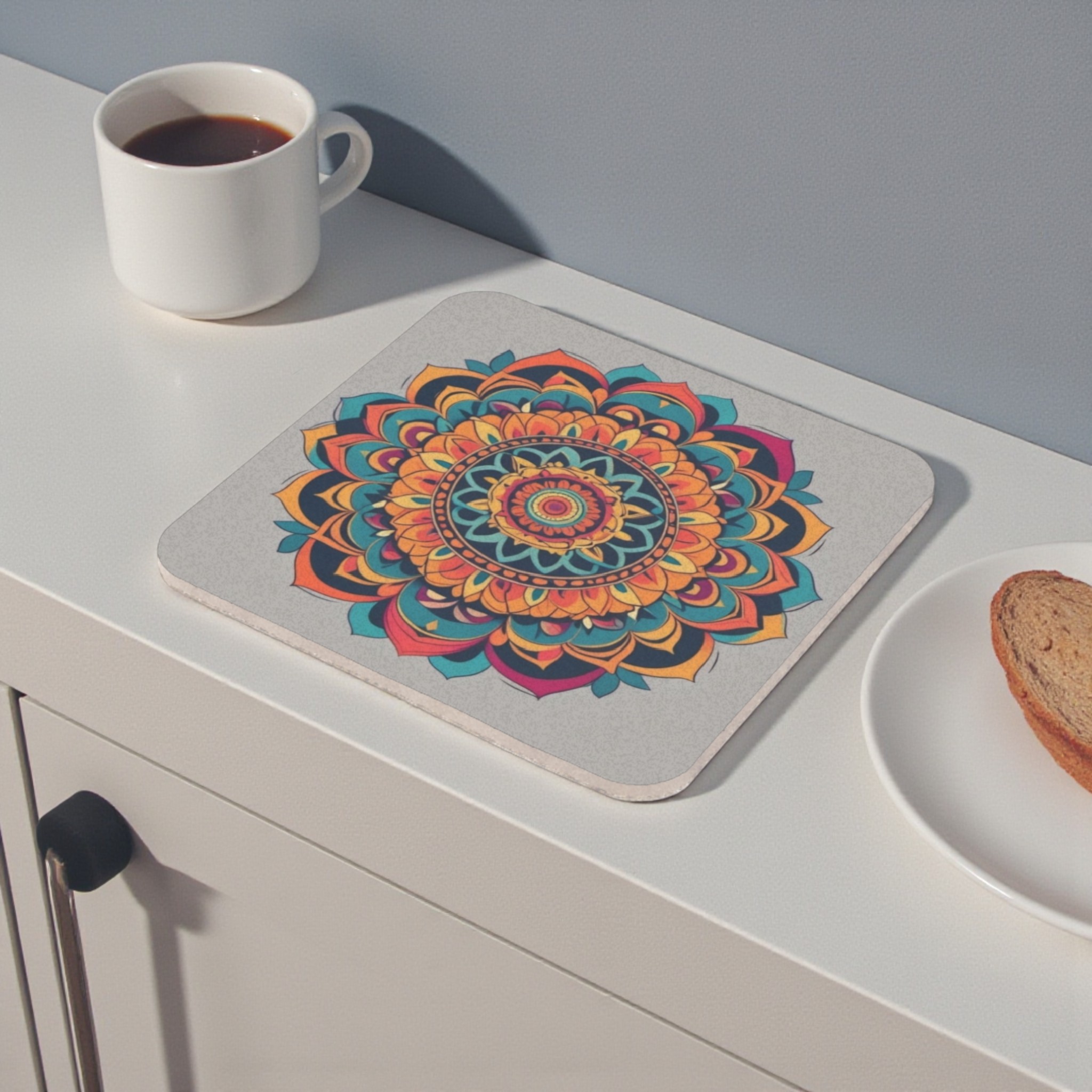 Vibrant Mandala Bohemian Cork Back Coaster