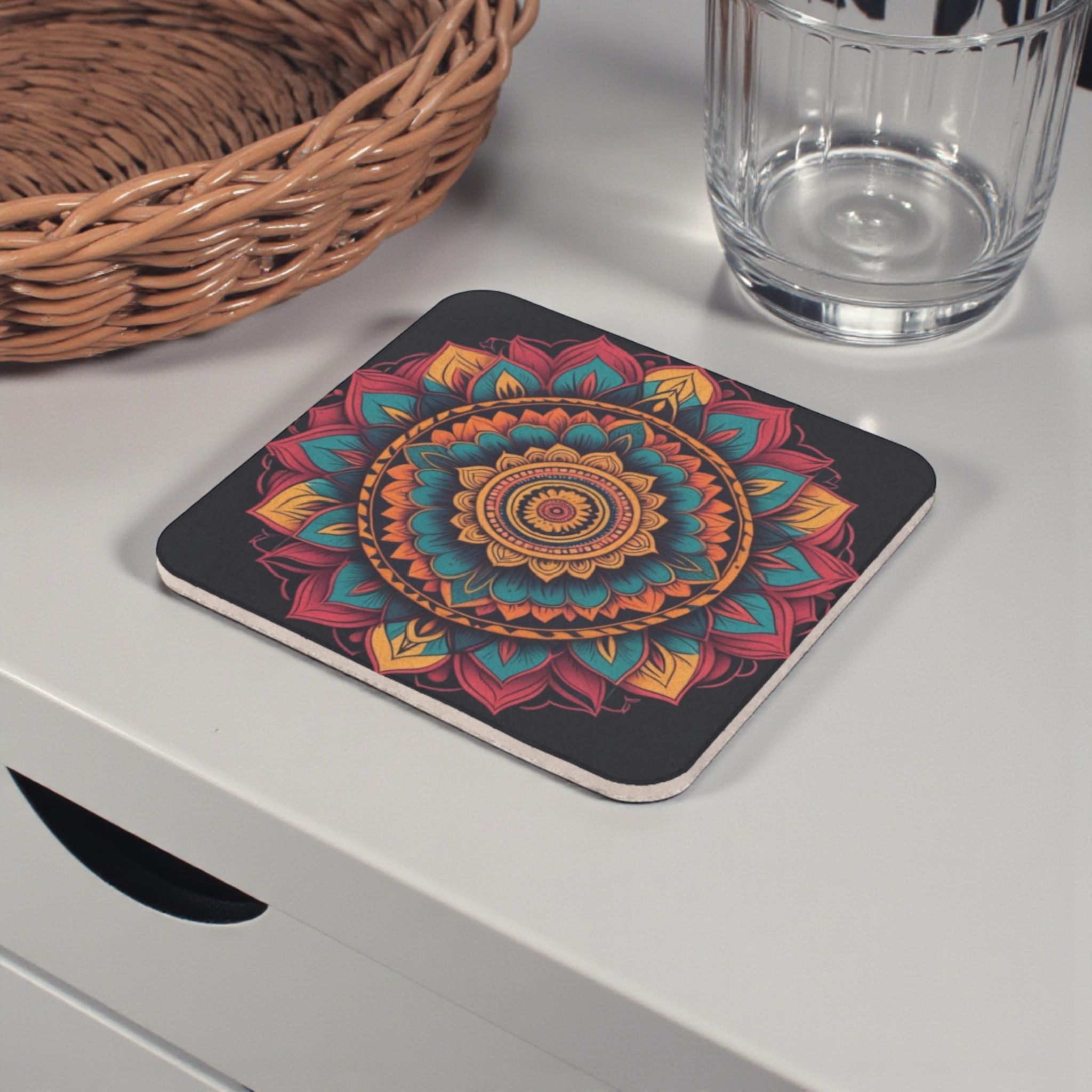 Radiant Decorative Mandala Cork Back Coaster