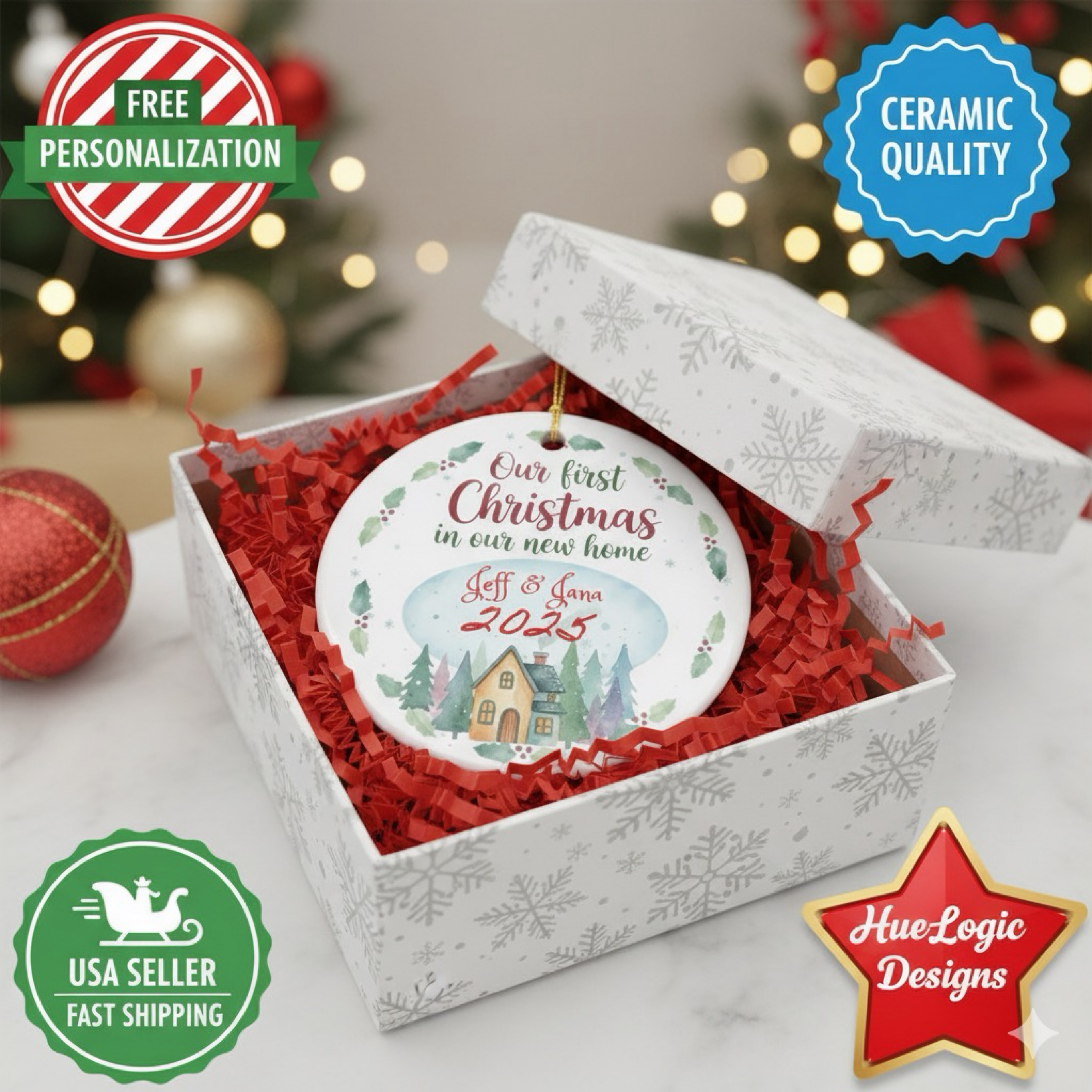 Personalized Our First Christmas in Our New Home Ornament 2025 Ceramic Keepsake product thumbnail image Personalized Our First Christmas in Our New Home Ornament 2025 Ceramic Keepsake product thumbnail image