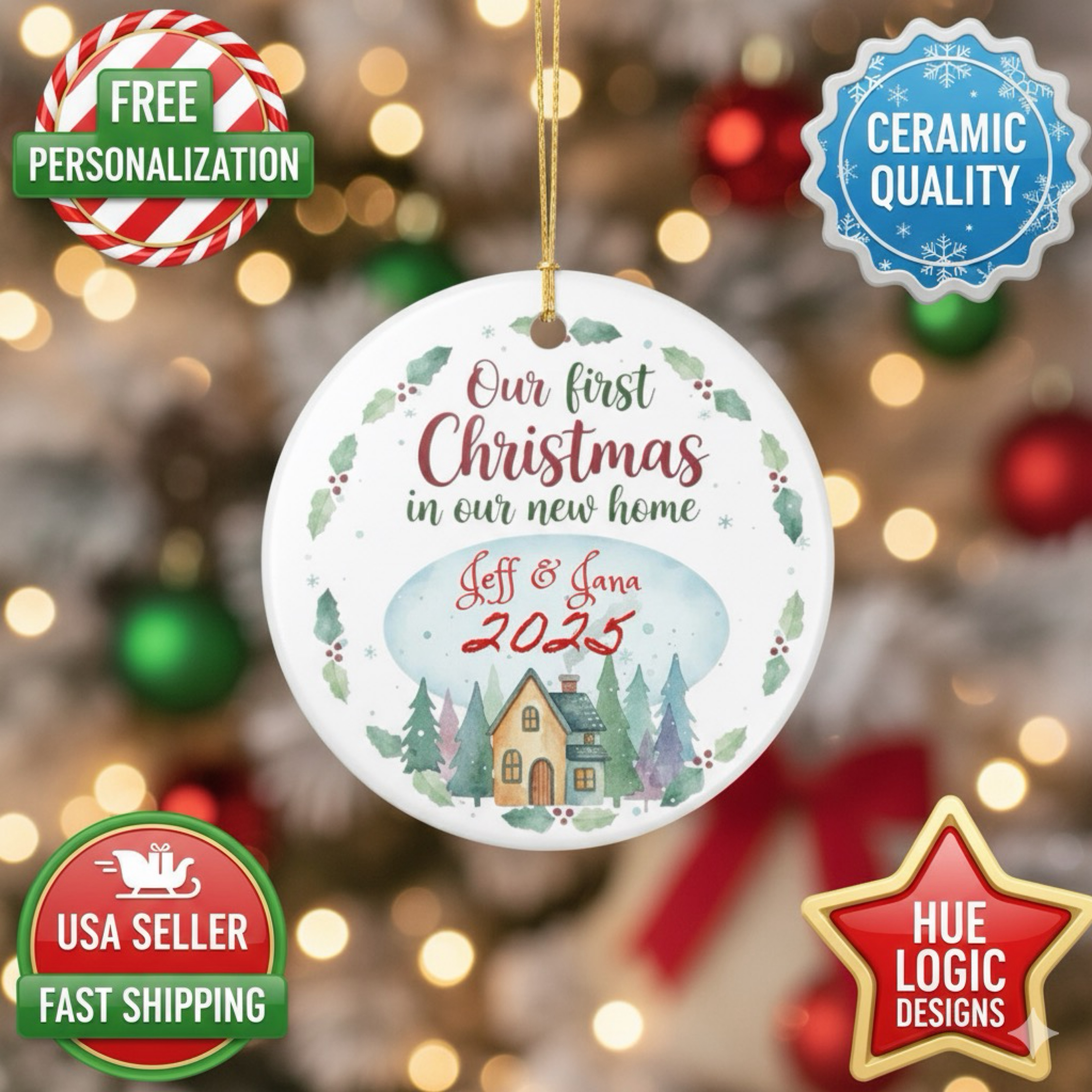 Personalized Our First Christmas in Our New Home Ornament 2025 Ceramic Keepsake product thumbnail image Personalized Our First Christmas in Our New Home Ornament 2025 Ceramic Keepsake product thumbnail image