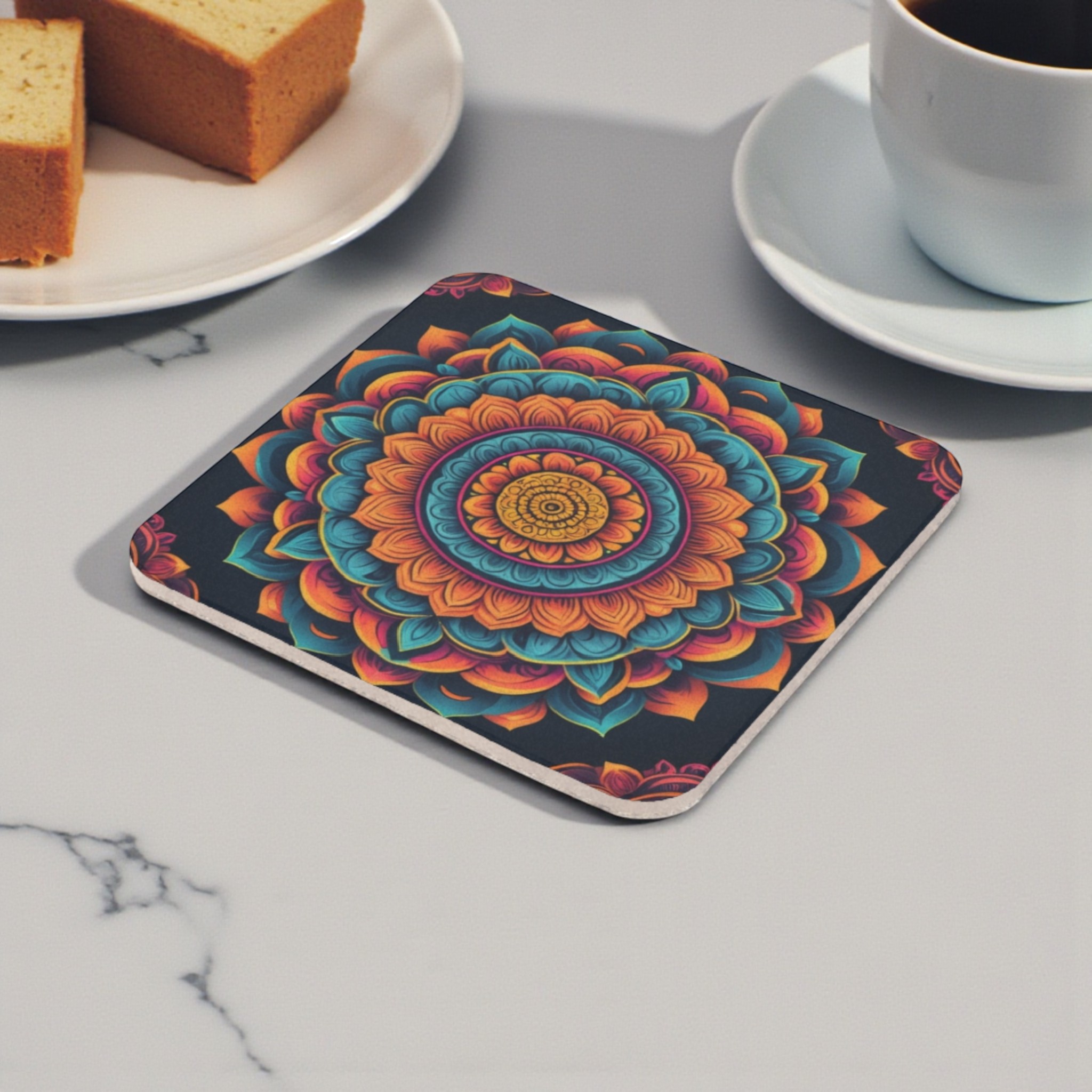 Radiant Festival Pattern Cork Back Coaster