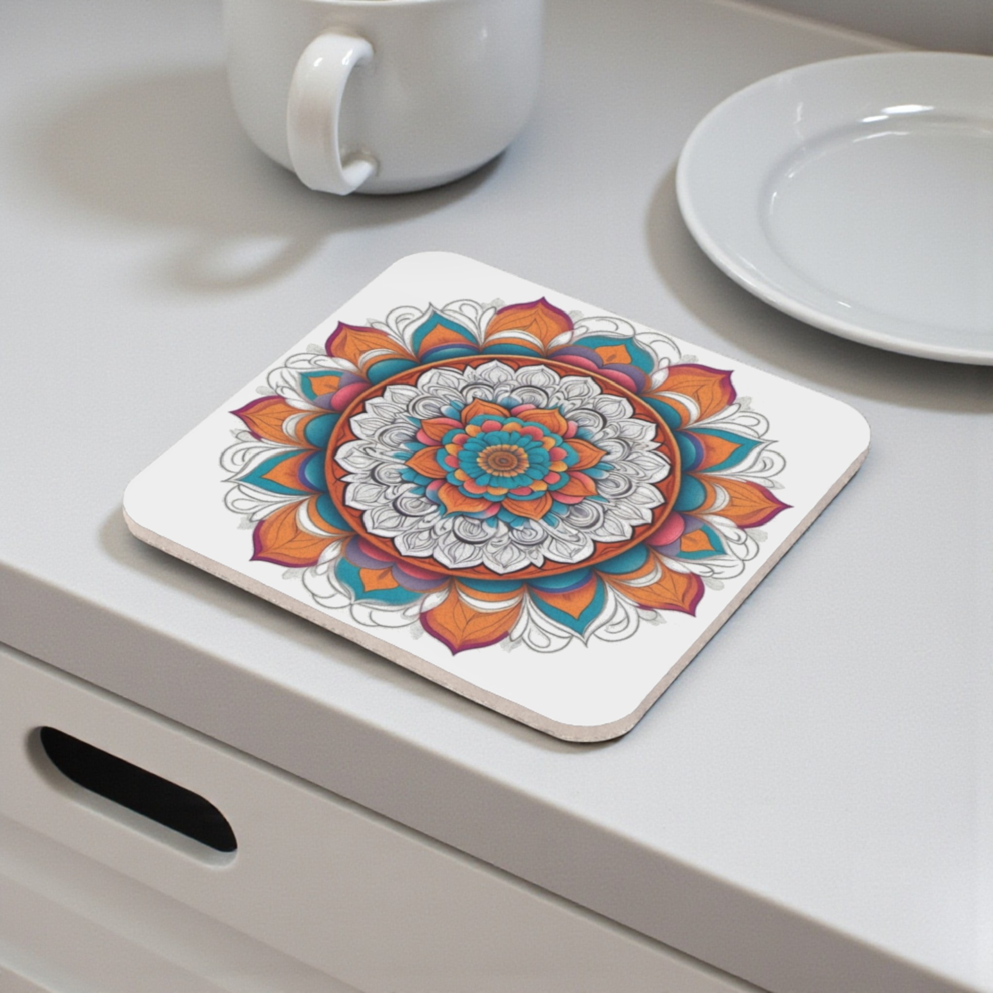 Elegant Boho Mandala Cork Back Coaster