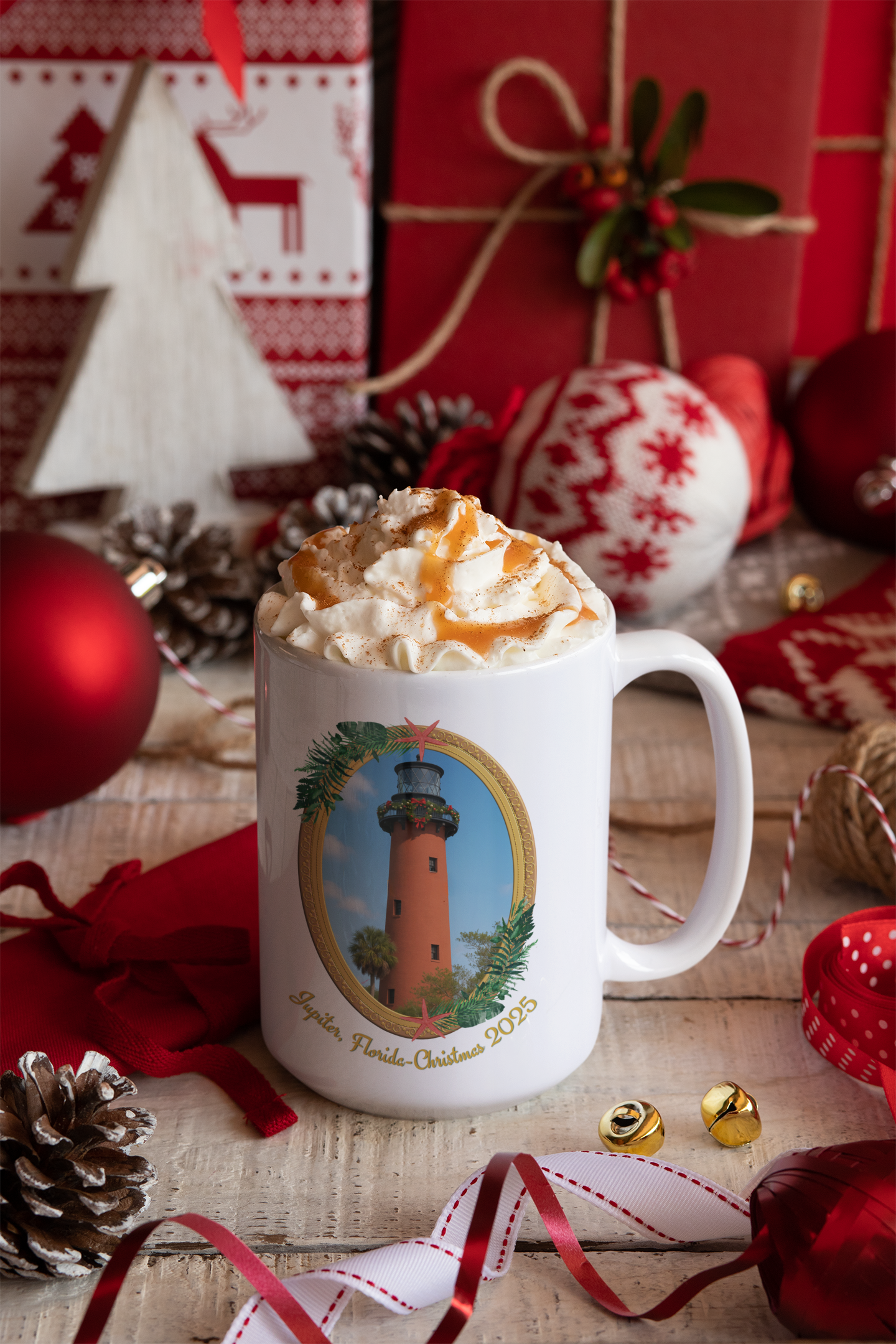 Jupiter Lighthouse Christmas Mug - 15oz 