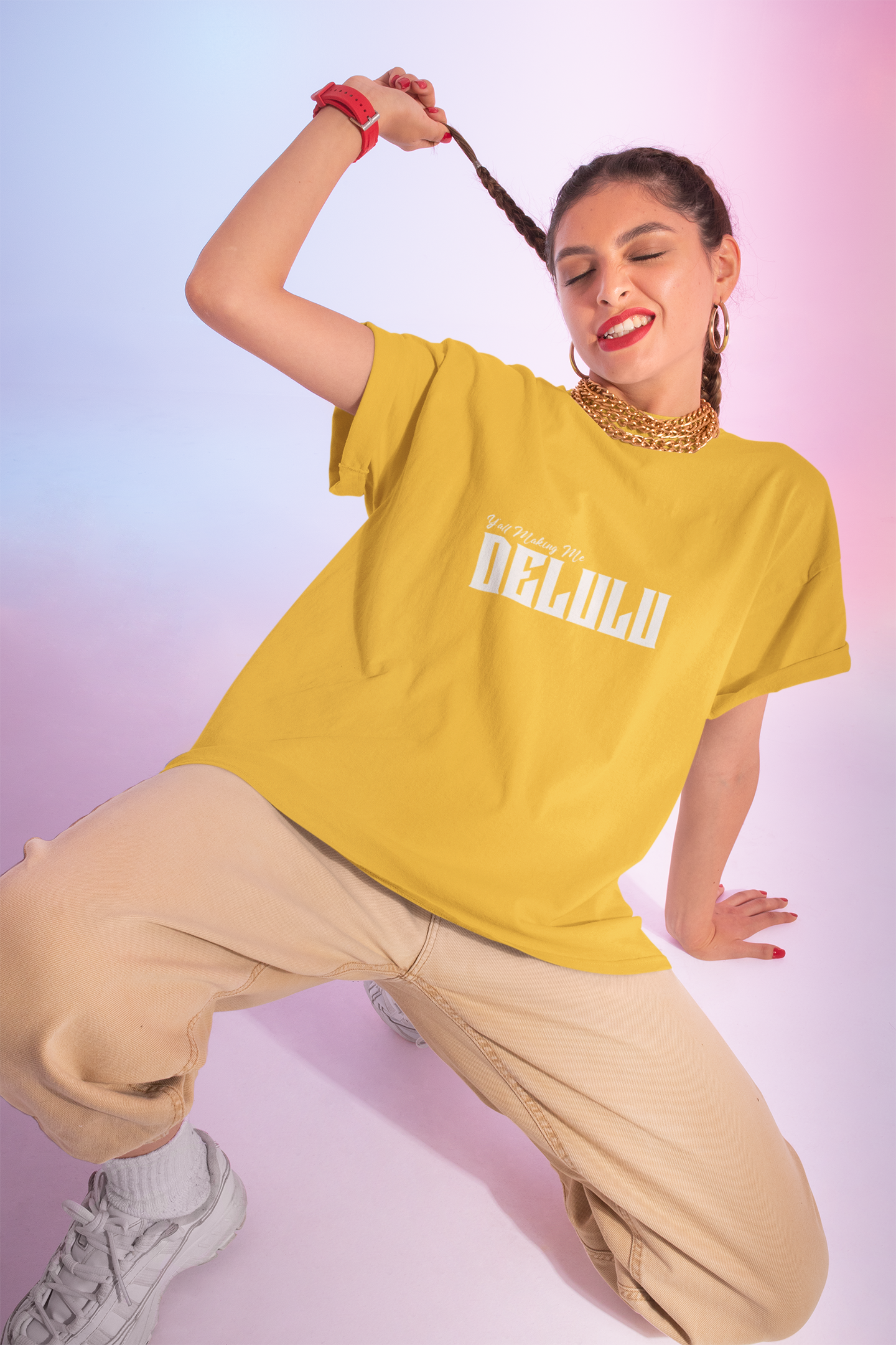 Graphic Tee Y'all Making Me Delulu Unisex Softstyle T-Shirt product thumbnail image