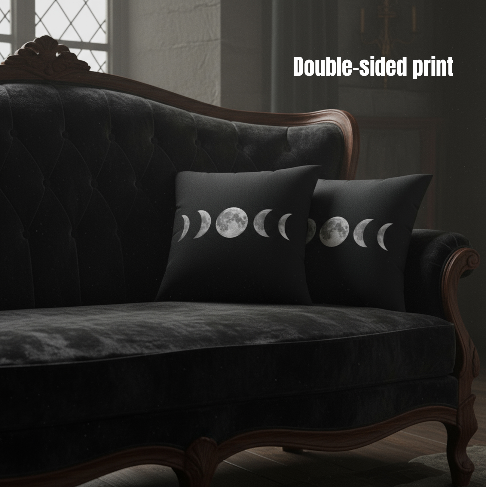 Moon Phases Black Square Accent Pillow product thumbnail image