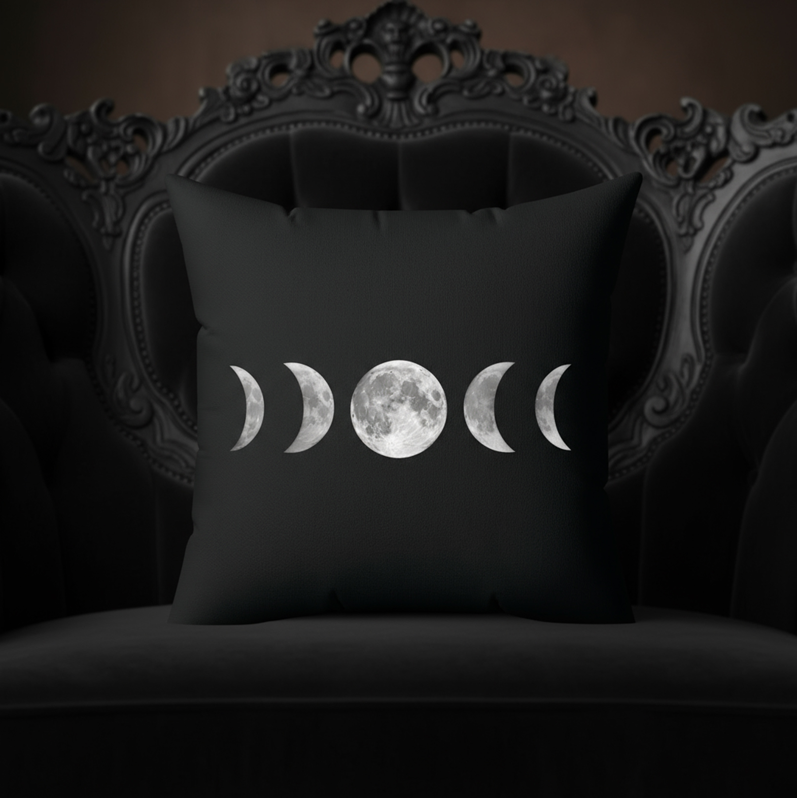 Moon Phases Black Square Accent Pillow Moon Phases Black Square Accent Pillow