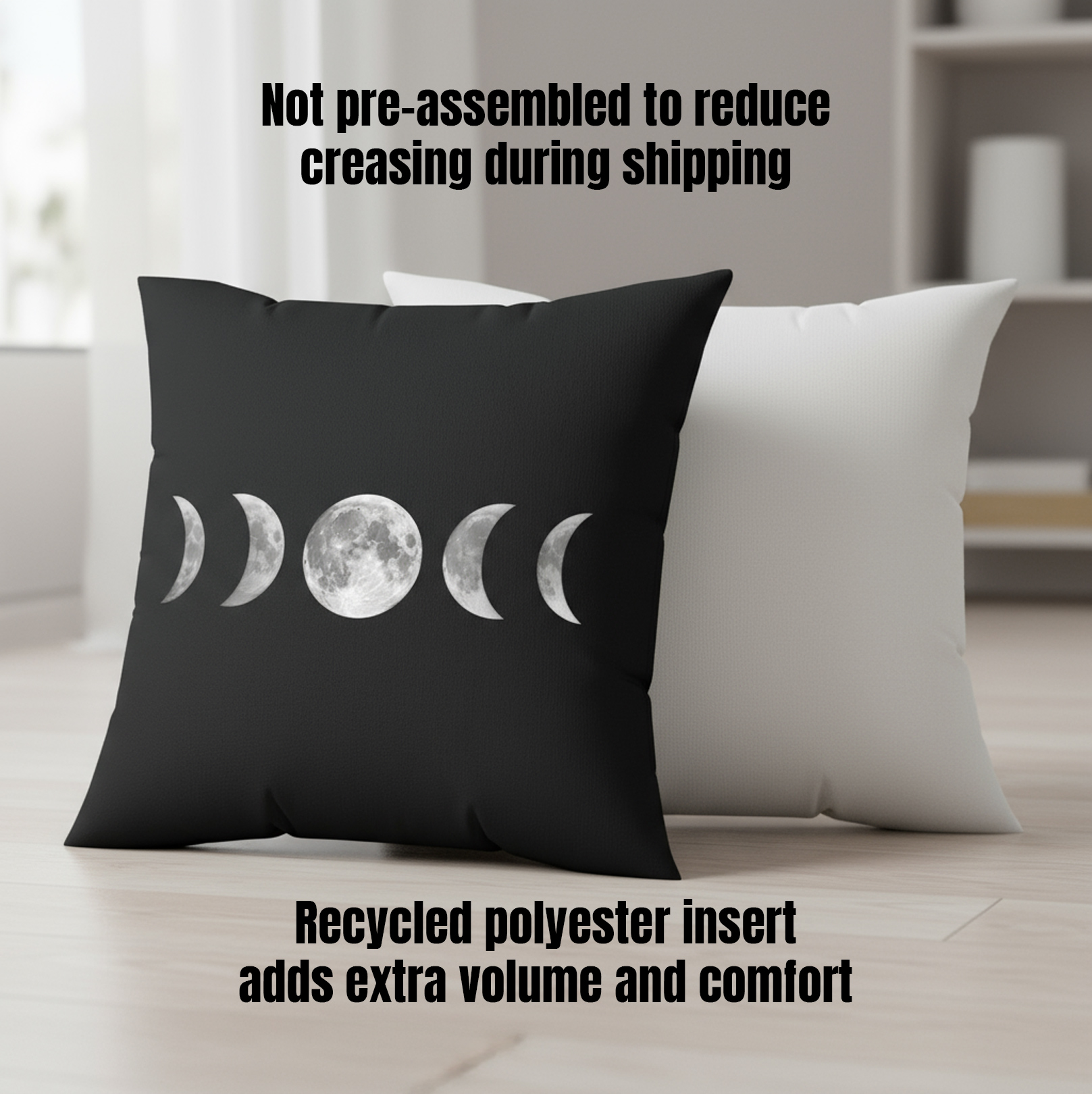 Moon Phases Black Square Accent Pillow product thumbnail image