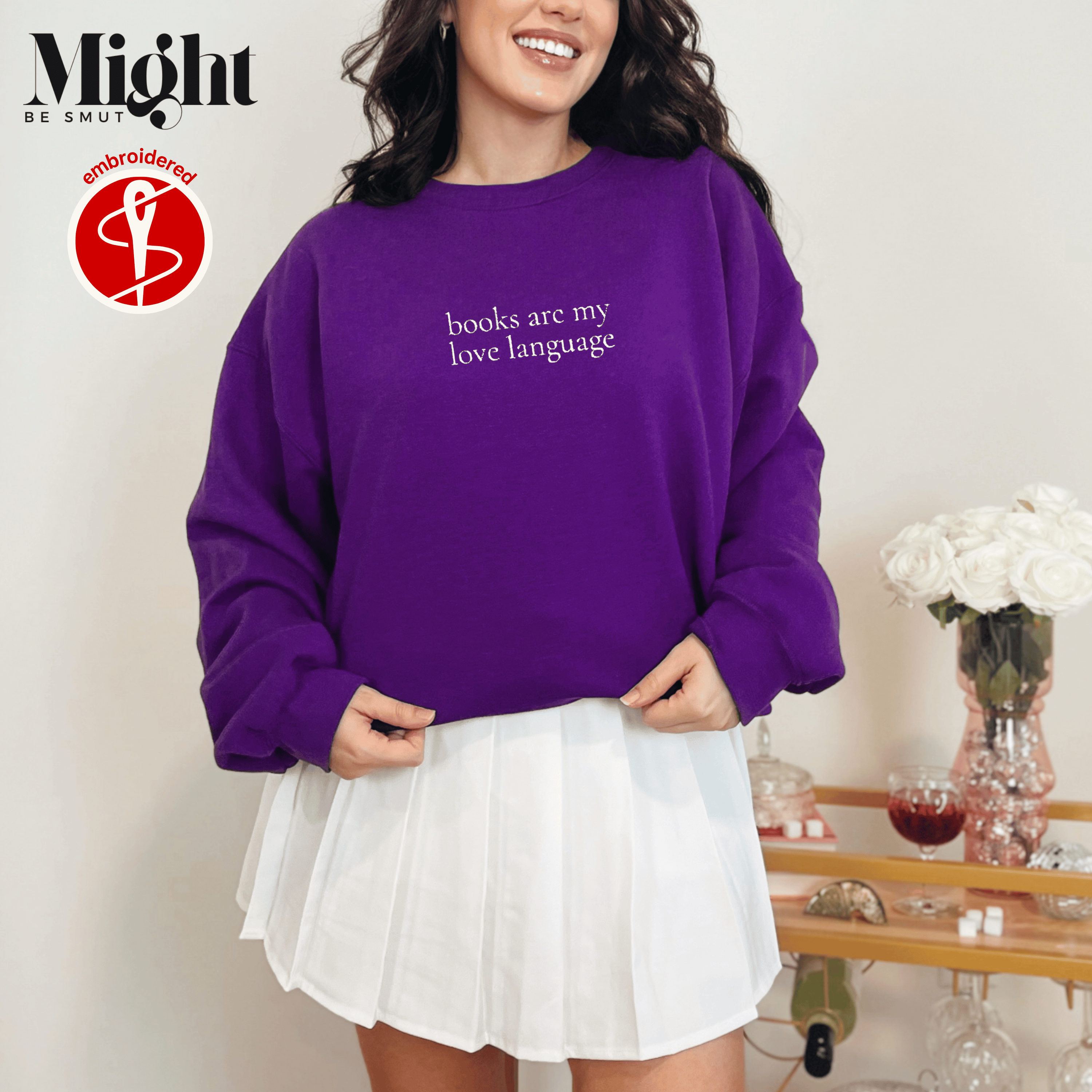 Embroidered Books Are My Love Language Crewneck Sweatshirt Embroidered Books Are My Love Language Crewneck Sweatshirt