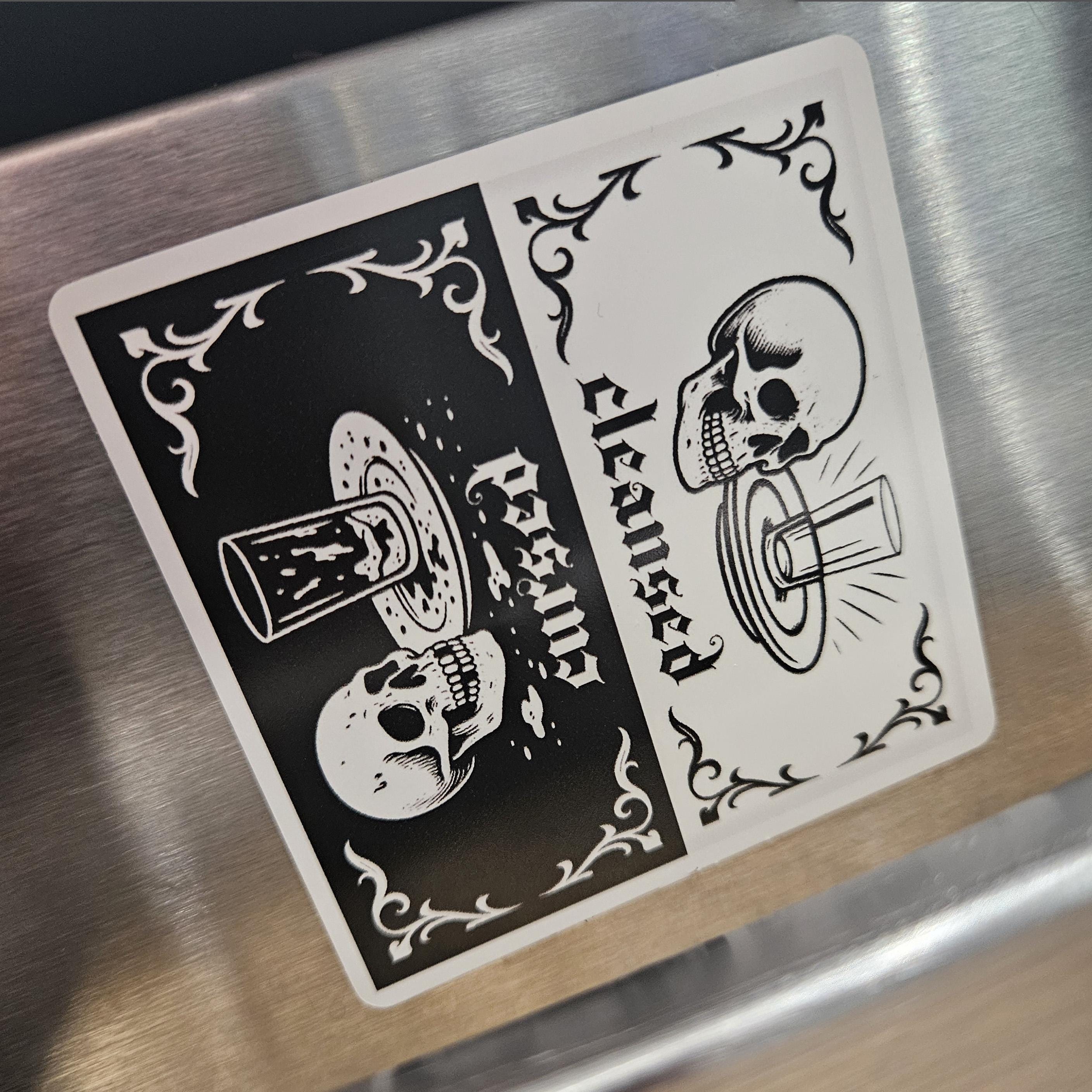 Cleansed or Cursed: Reversible Gothic Skull Dishwasher Magnet , Unique Home Decor, Alternative Art, Halloween Decor, Gift Ideas product thumbnail image