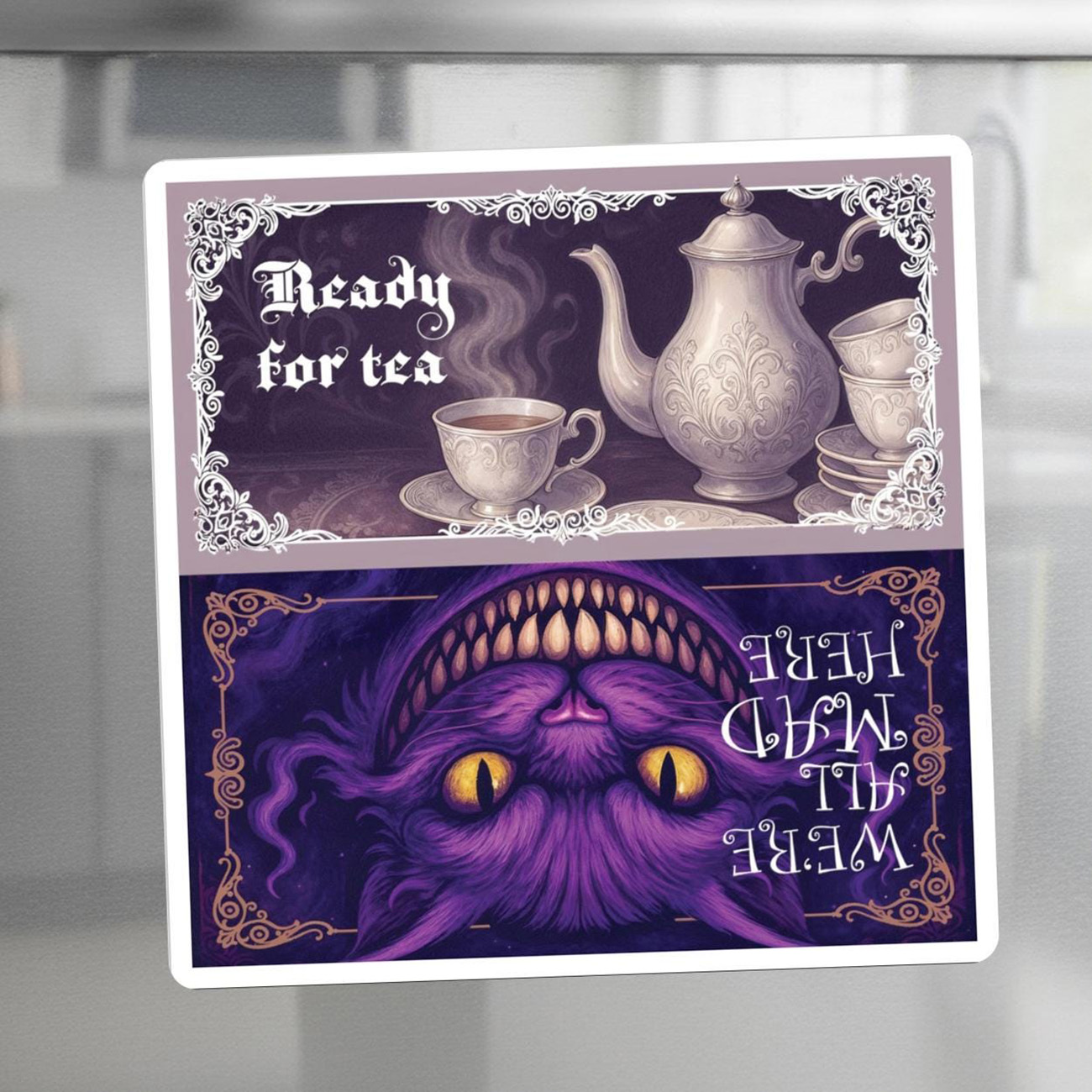Ready for Tea or We're All Mad Here | Reversible Wonderland Magnet product thumbnail image