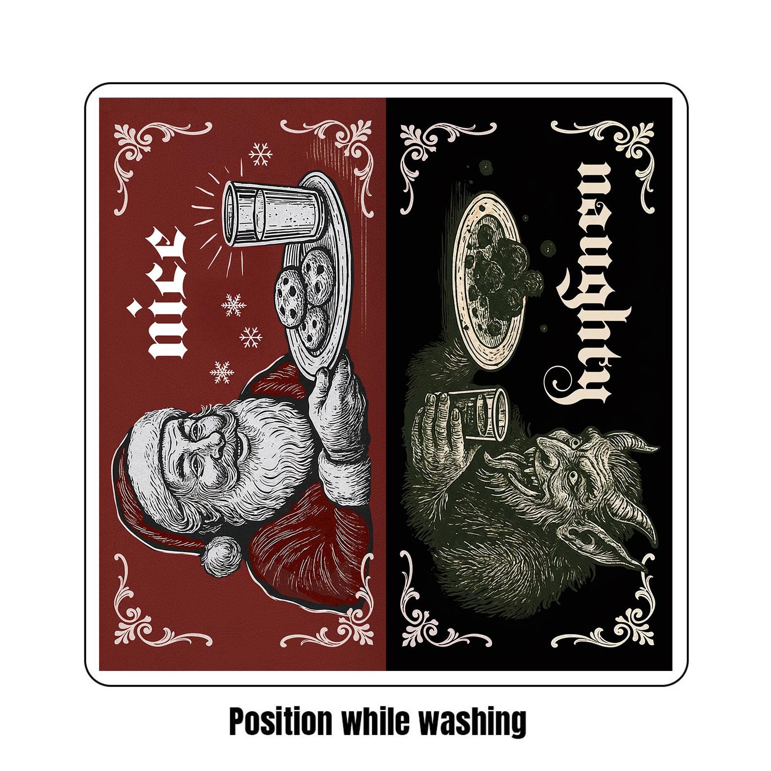 Naughty or Nice Reversible Dishwasher Magnet | Santa &amp; Krampus Christmas Kitchen Decor product thumbnail image