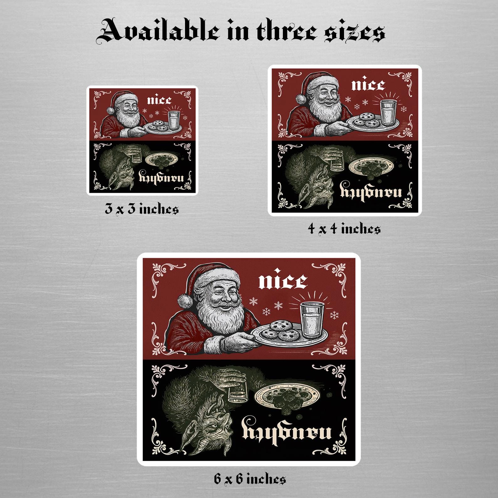 Naughty or Nice Reversible Dishwasher Magnet | Santa &amp; Krampus Christmas Kitchen Decor product thumbnail image