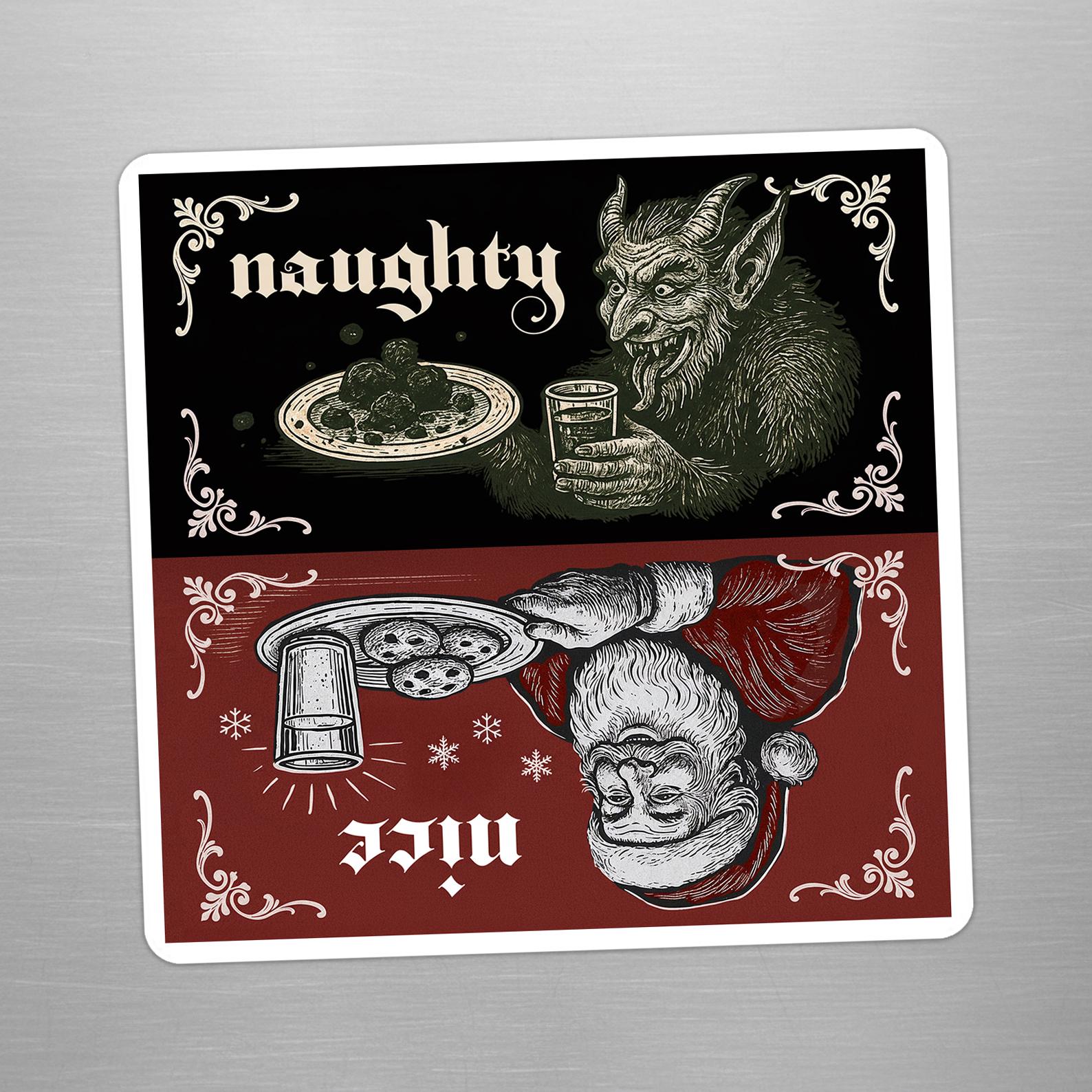 Naughty or Nice Reversible Dishwasher Magnet | Santa &amp; Krampus Christmas Kitchen Decor