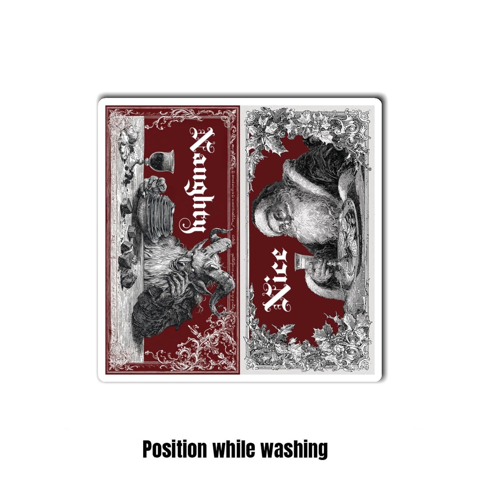 Old-world Santa &amp; Krampus Naughty or Nice Reversible Dishwasher Magnet |  6 x 6 in. size product thumbnail image