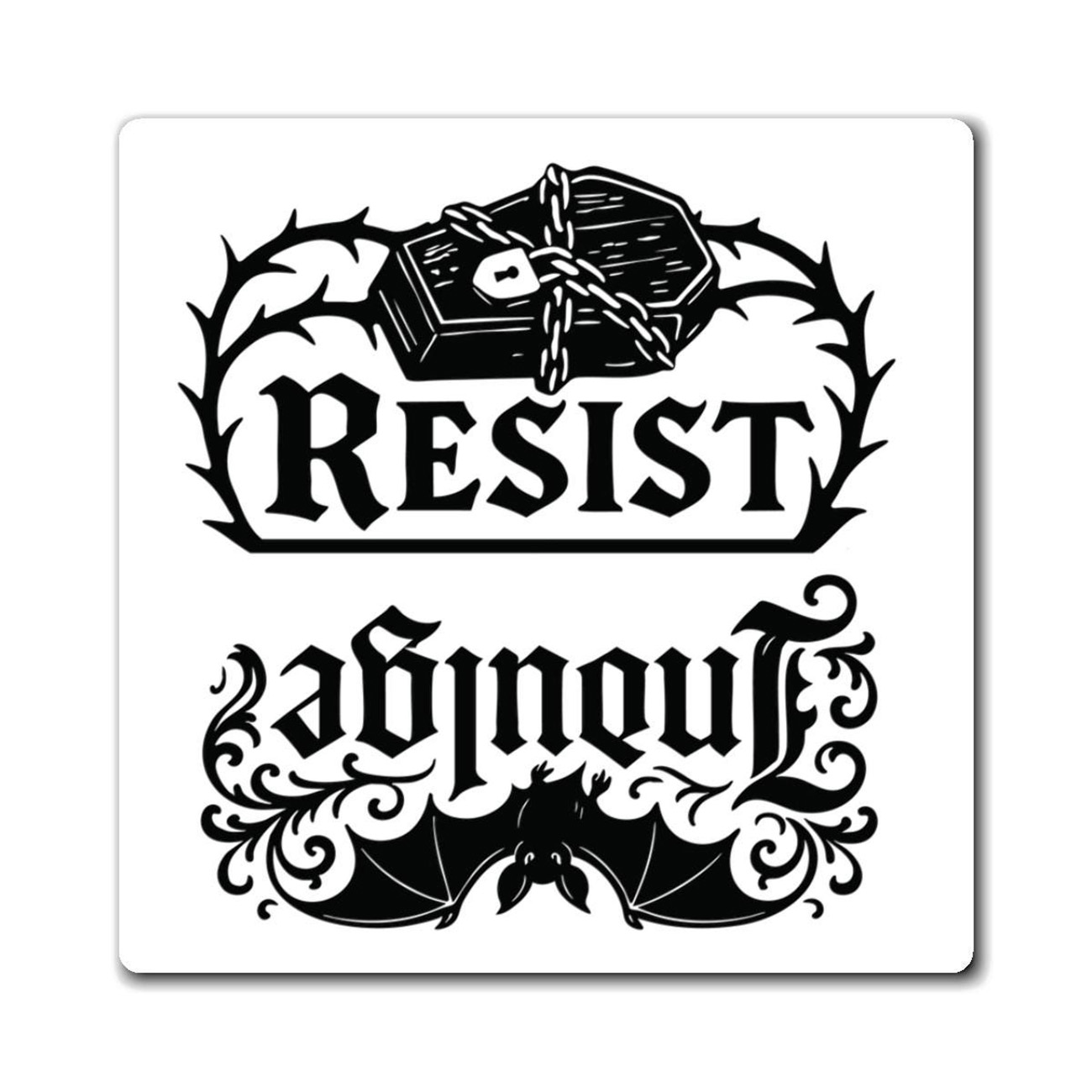 Indulge or Resist: Reversible Refrigerator Magnet , Unique Home Decor, Bat Coffin Art, Halloween Decor, Gift Ideas, Snack-Time Secrets product thumbnail image