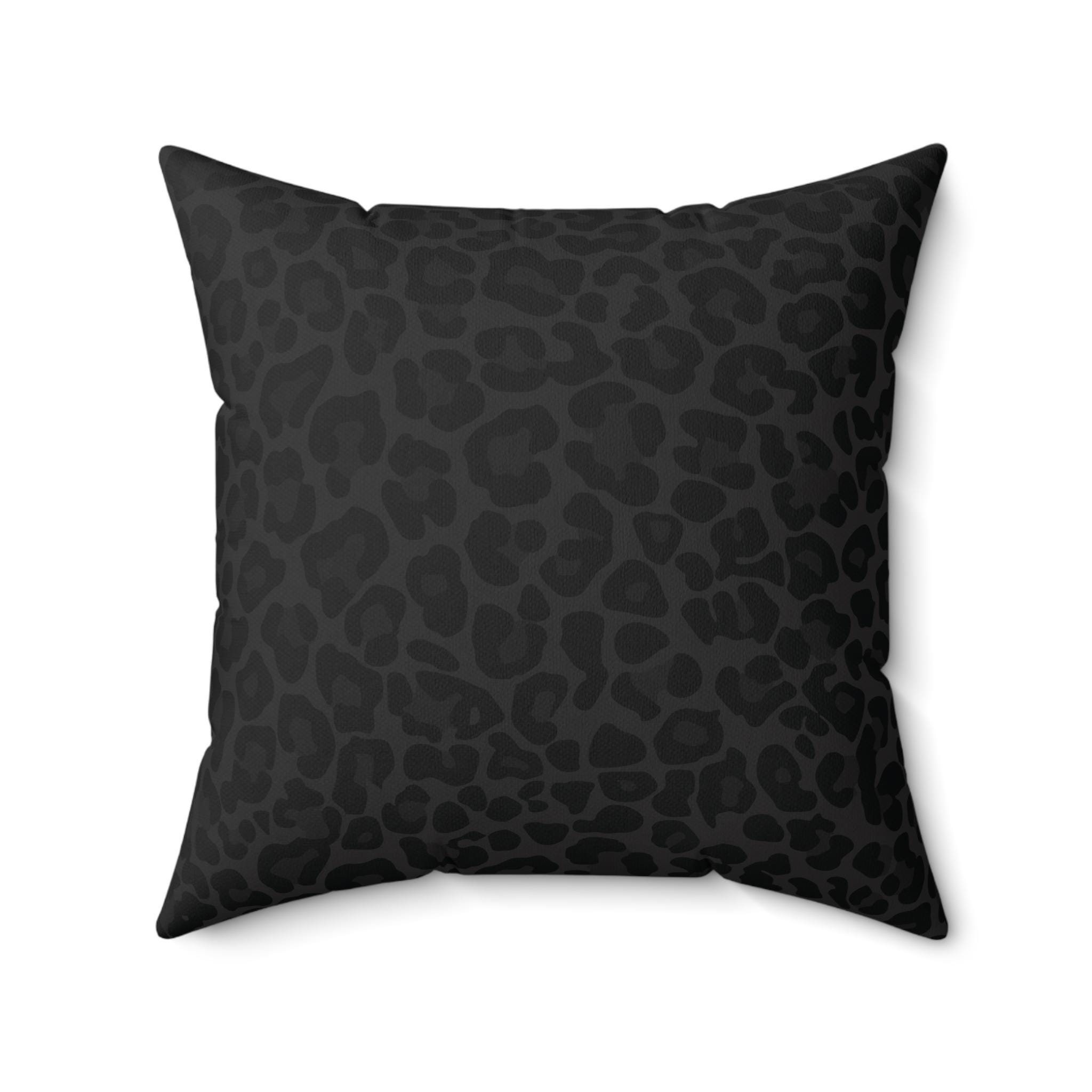 Midnight Panthera Black Leopard Print Square Pillow product thumbnail image