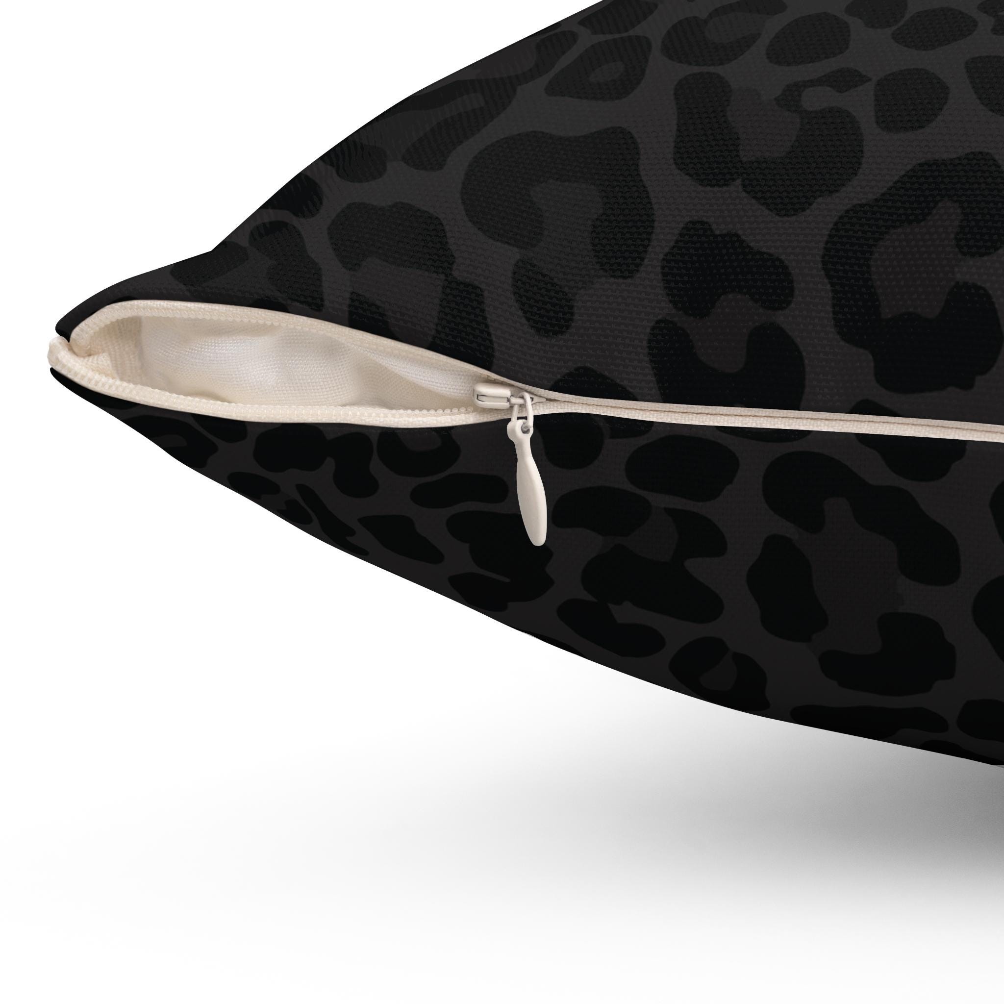 Midnight Panthera Black Leopard Print Square Pillow product thumbnail image